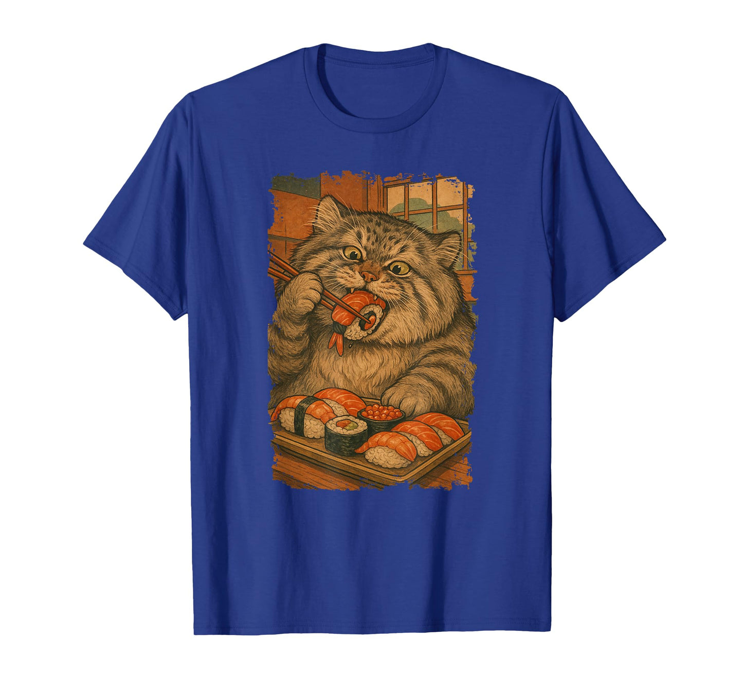 Manul Pallas´s Cat Eats Sushi Japanese Vintage T-Shirt