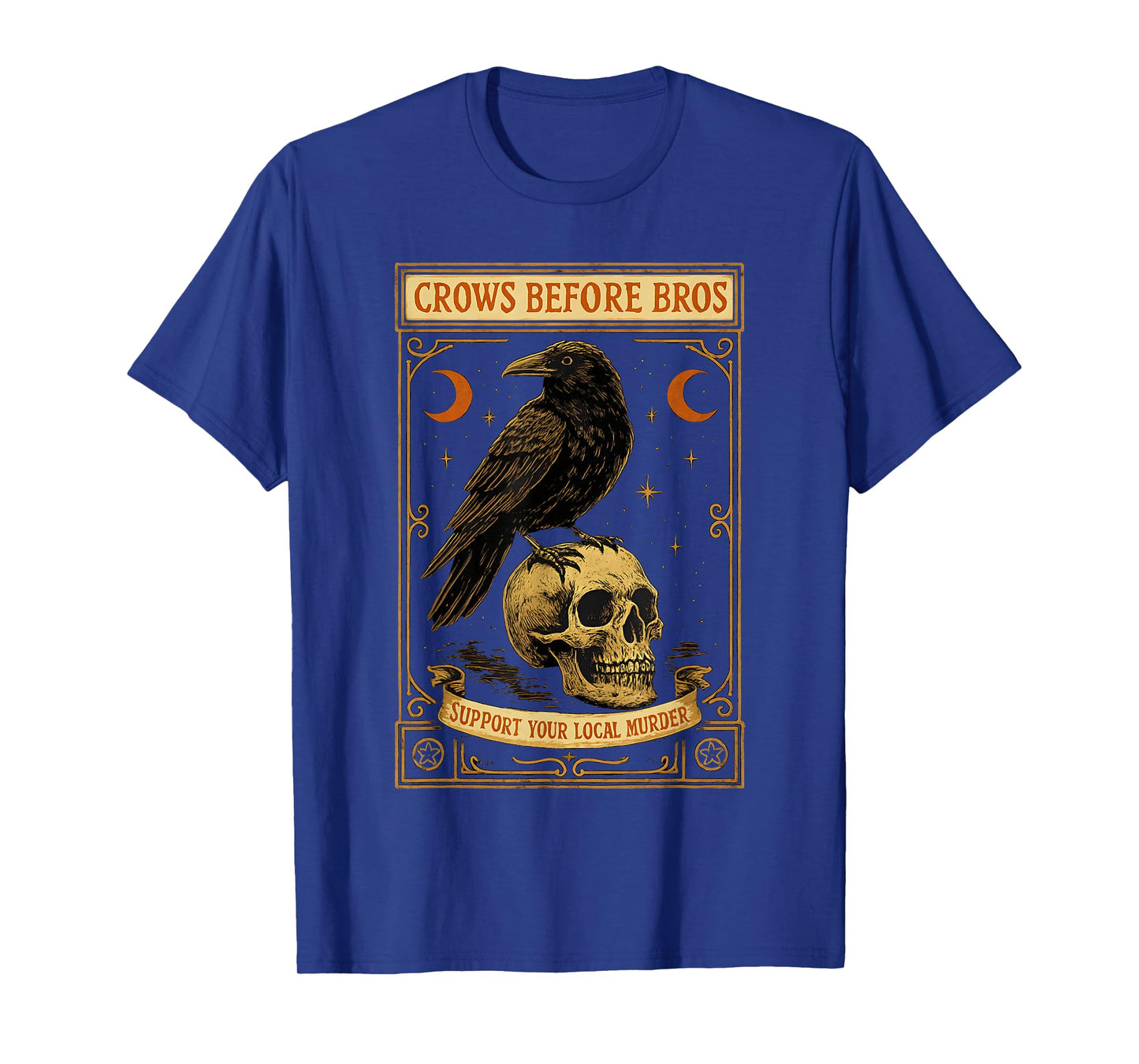 Crows Before Bros Gothic Tarot Card Crow Skull Women Teens T-Shirt