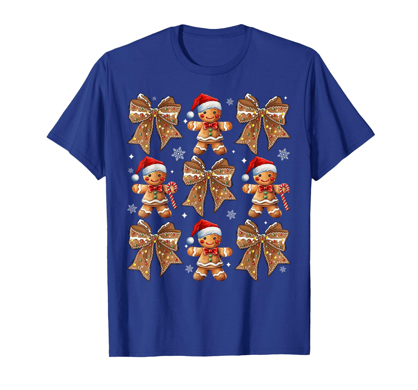 Christmas Coquette Bow Gingerbread Man Women Girls Kids Xmas T-Shirt