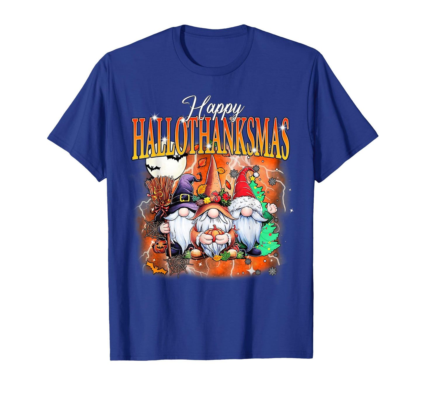 Happy Hallothanksmas Gnomes Lover Halloween Merry Christmas T-Shirt