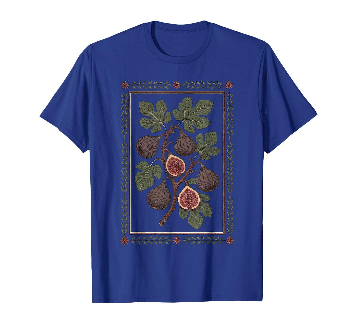 Vintage Mediterranean Folk Art Fig Fruit Graphic Gardening T-Shirt