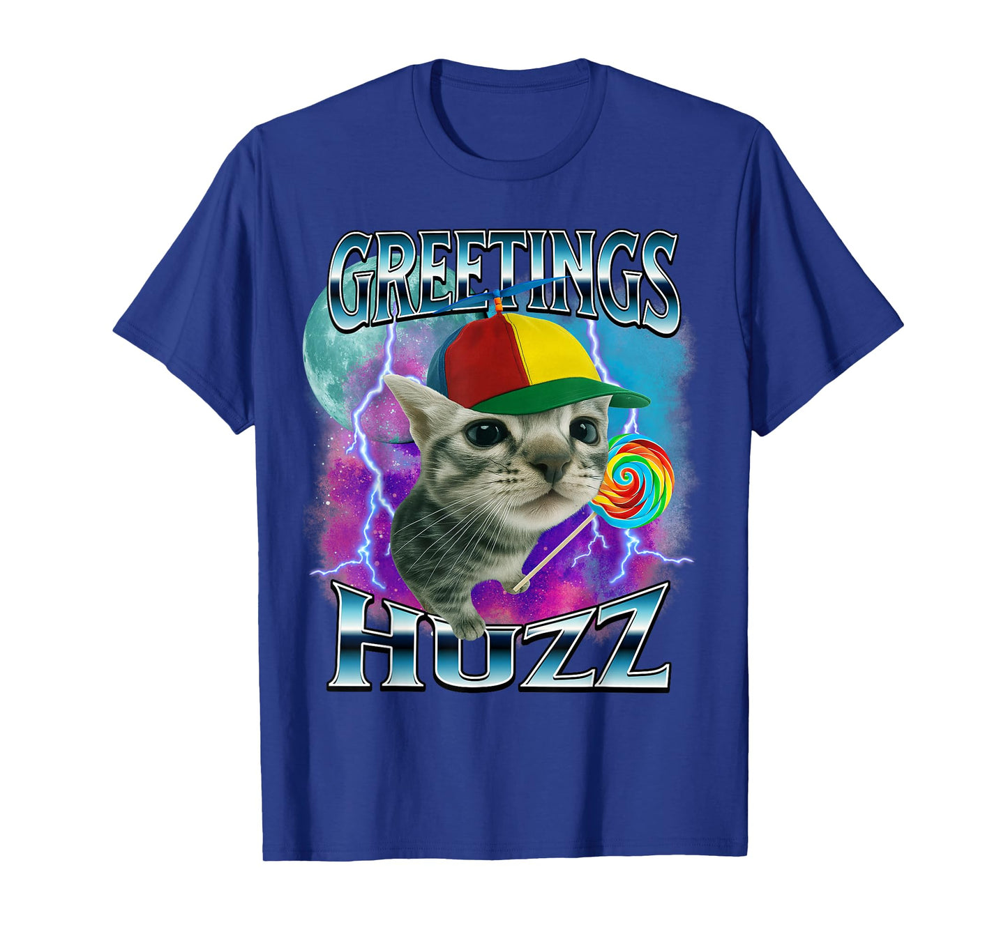 Greetings Huzz Funny Cat Meme Lovers Silly Cats Brainrot T-Shirt