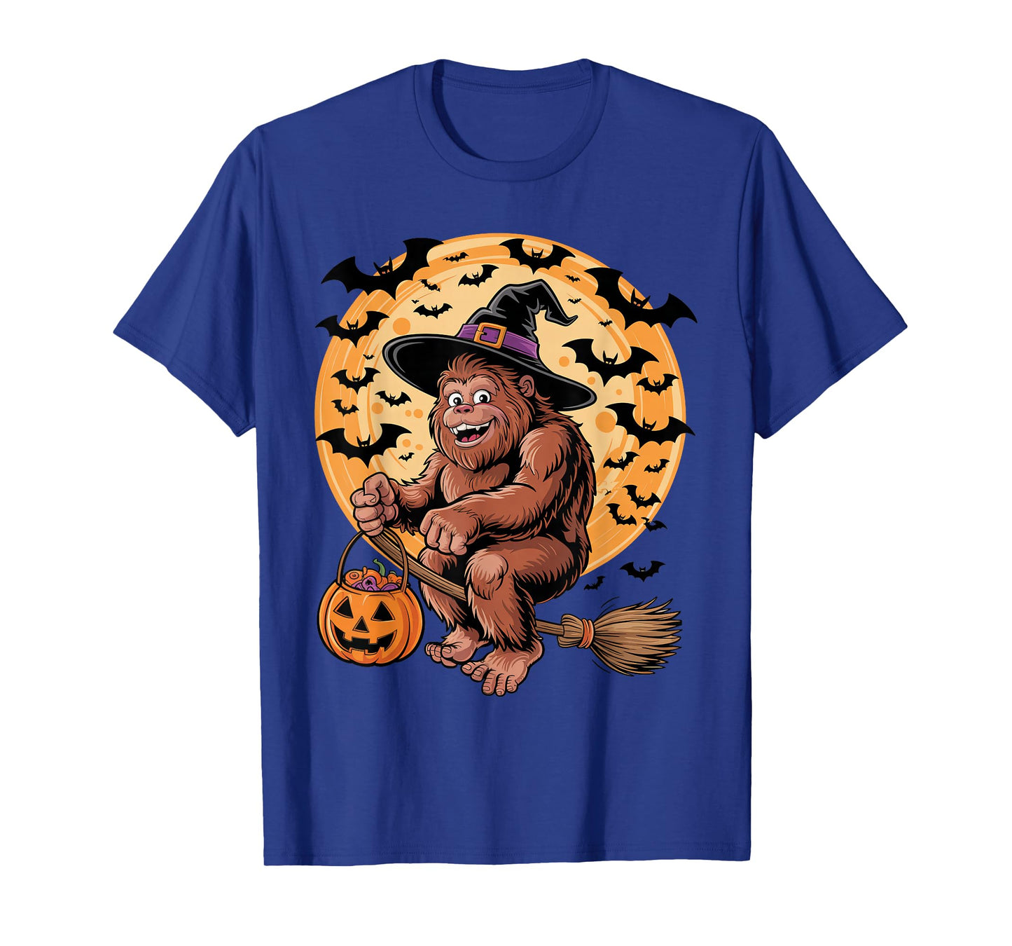 Cute Bigfoot Halloween Witch Hat Jack-o-Lantern Candy Bucket T-Shirt