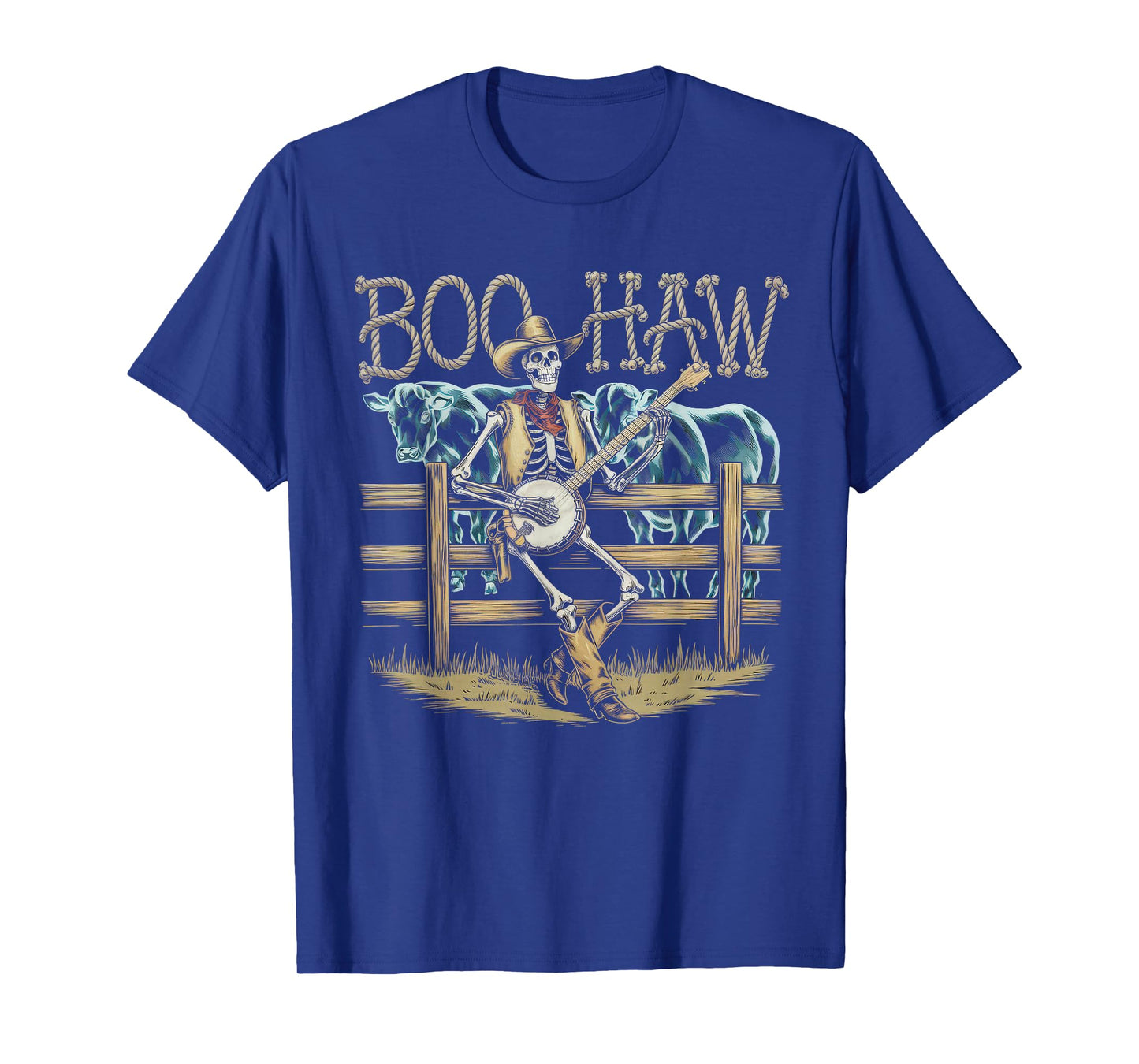 Halloween Costume Boo Haw Witch Skeleton Scary Rodeo Western T-Shirt