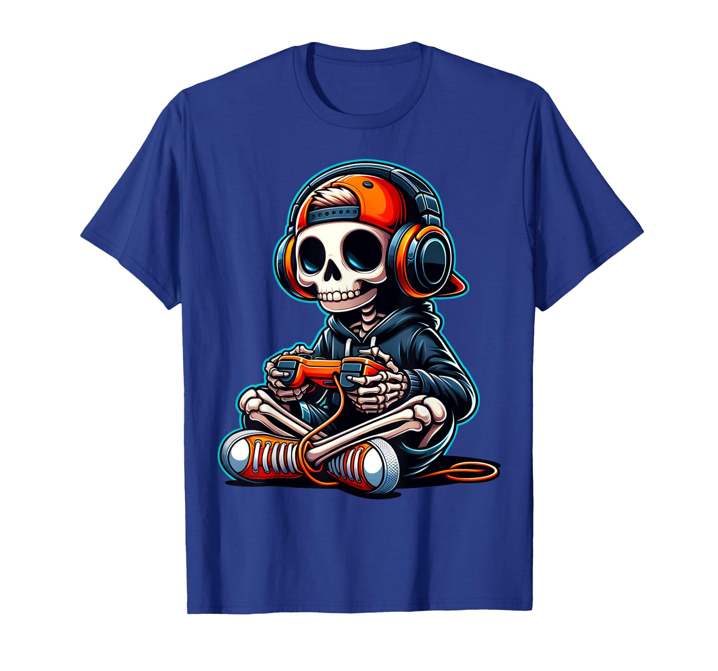 Funny Skeleton Playing Video Game Halloween Shirt Boys Gamer T-Shirt
