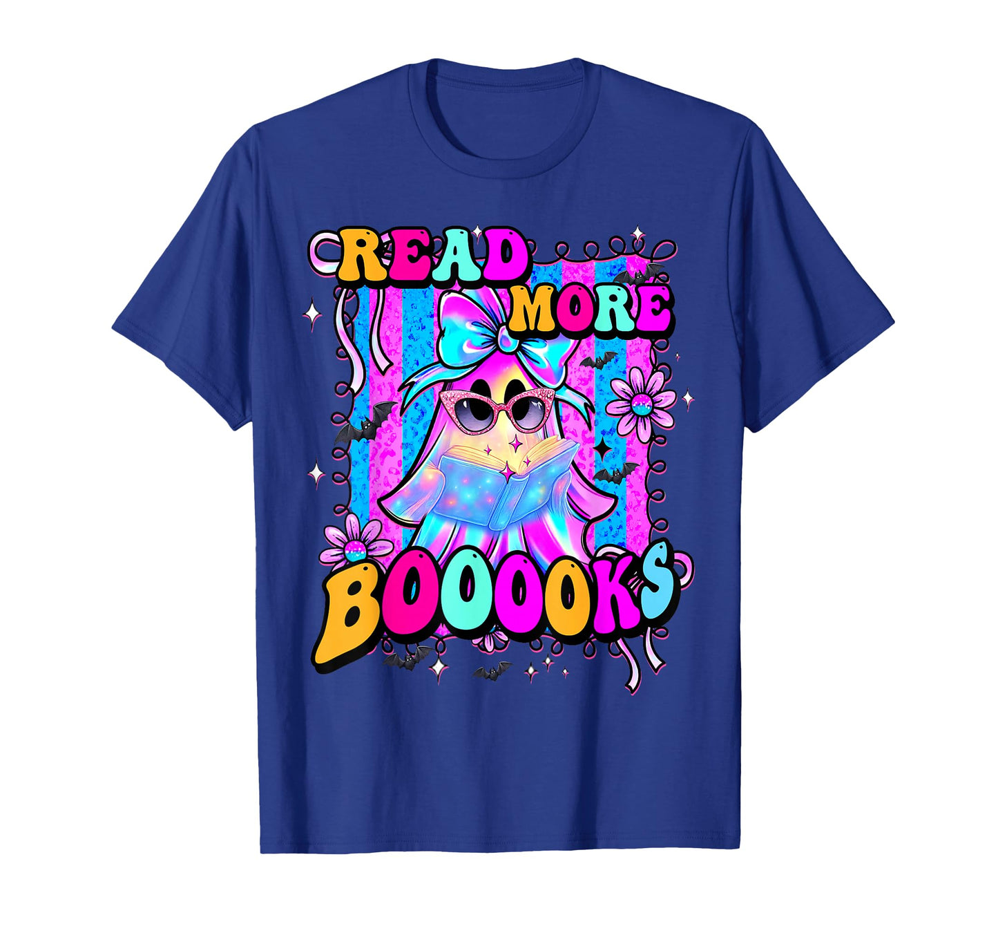 Booooks Cute Ghost Read More Books Funny Teacher Halloween T-Shirt