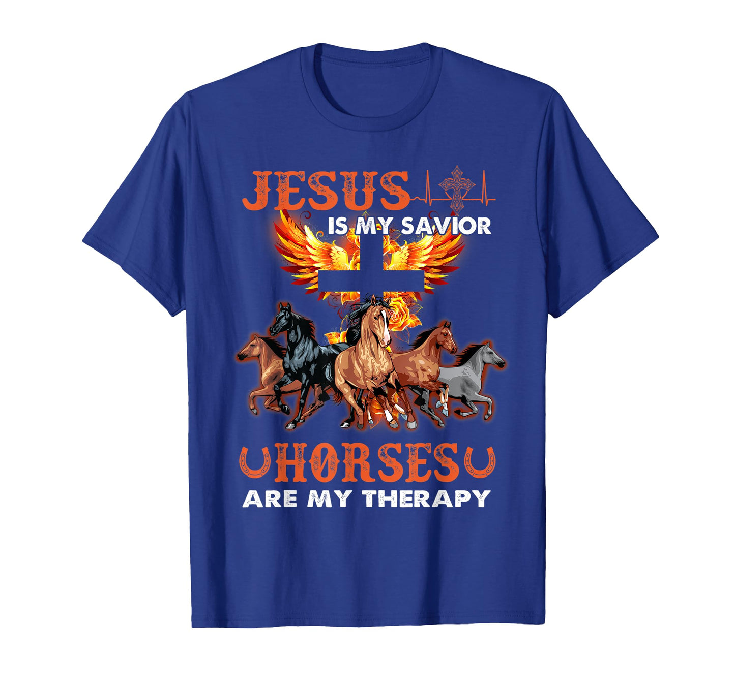 Jesus Is My Savior Horses Are My Therapy Christian T-Shirt