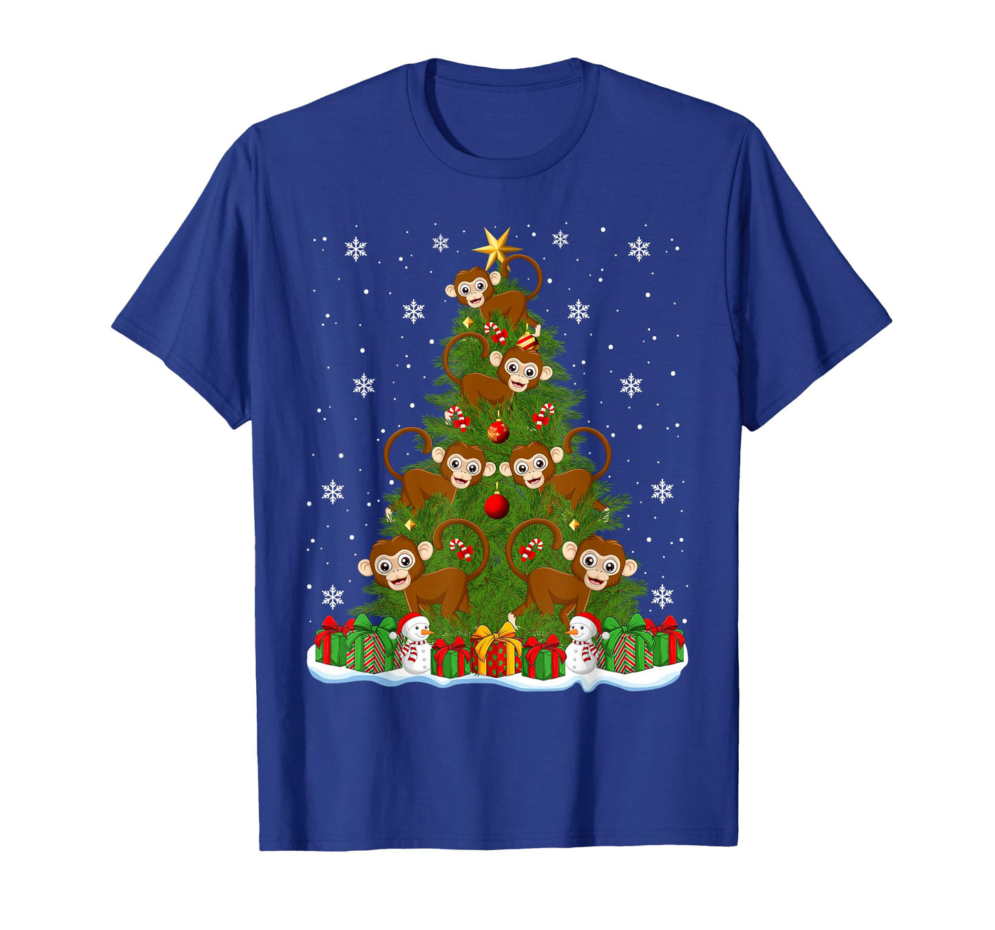 Cute Monkey Christmas Tree Holiday Decor Funny Xmas Lights T-Shirt