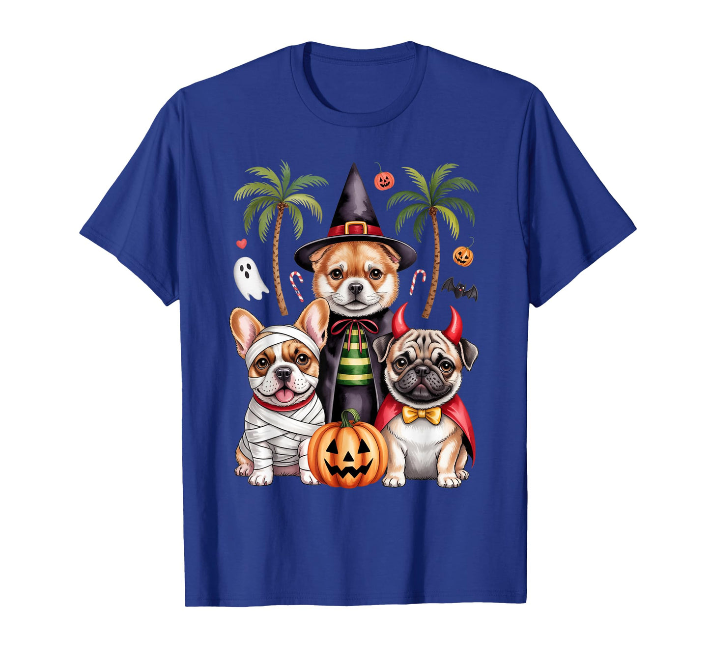 Cute Frenchie & Pug Costume Party Puppy Halloween Squad T-Shirt