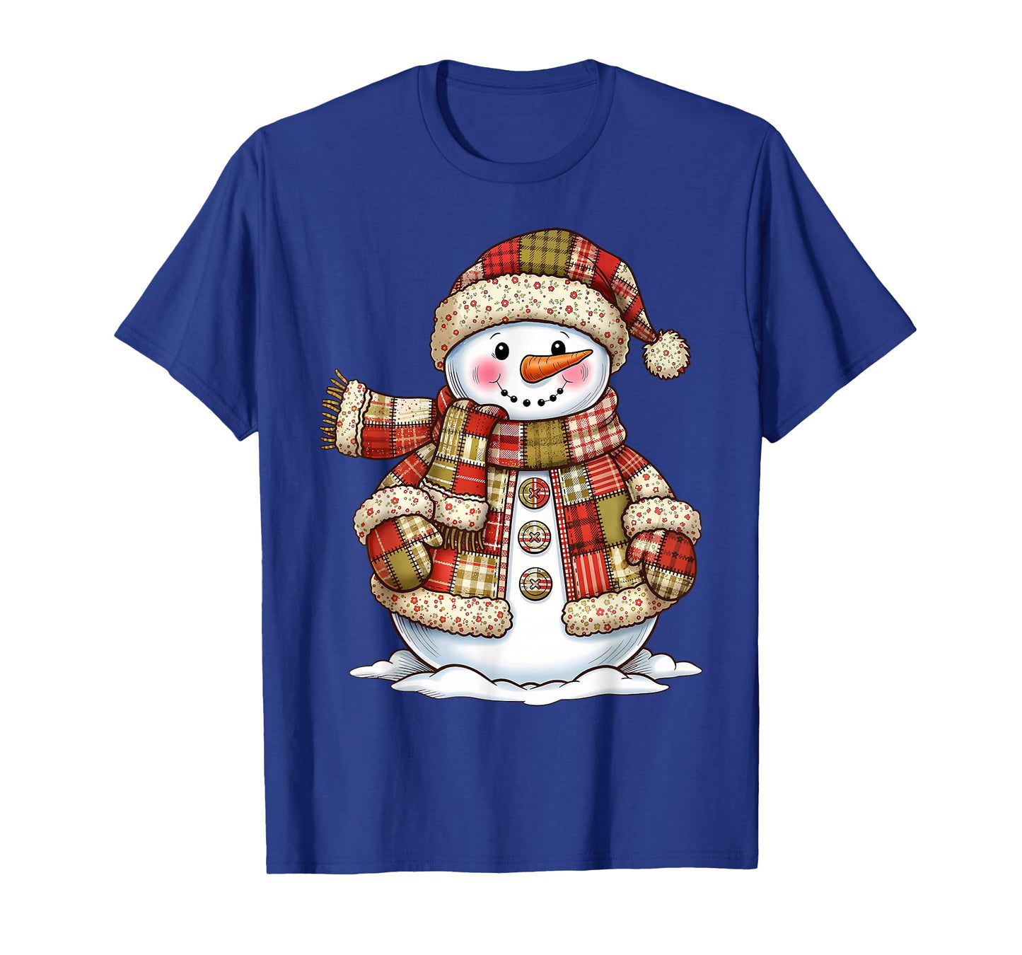 Patchwork Snowman Preppy Girly Christmas Xmas Holiday Kids T-Shirt