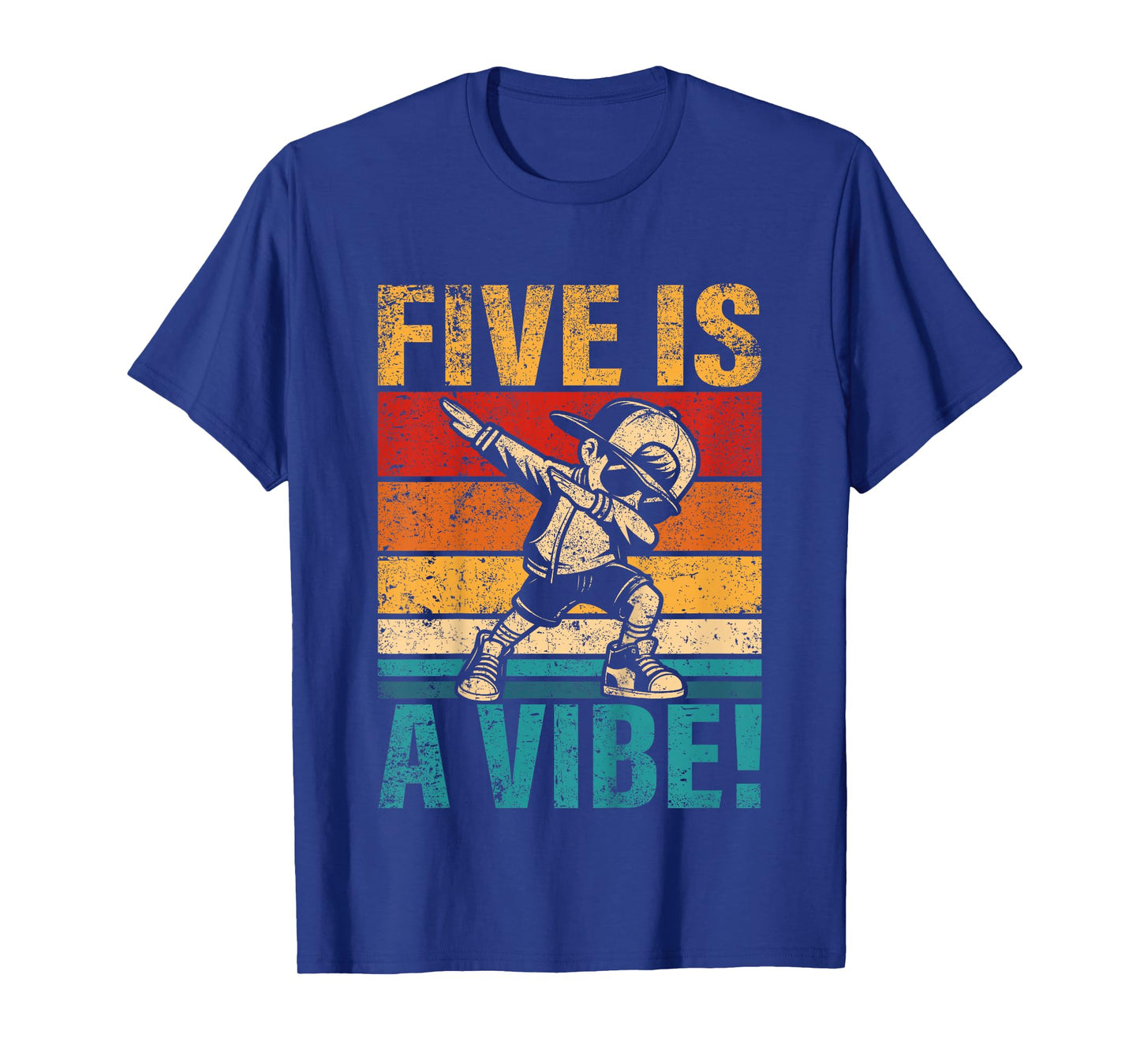 Kids 5 Year Old Birthday Dabbing Boy Five Is A Vibe 5th Bday T-Shirt