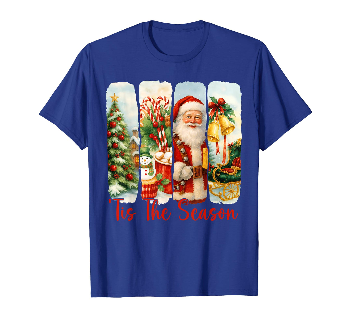 Tis The Season Christmas Tree Santa Claus Holiday Women Kids T-Shirt