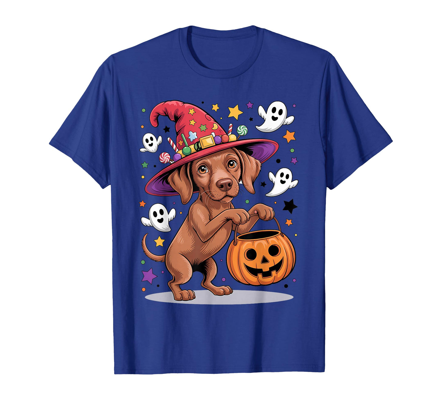 Vizsla Dog Pumpkin Ghost Candy Witch Halloween Costume T-Shirt