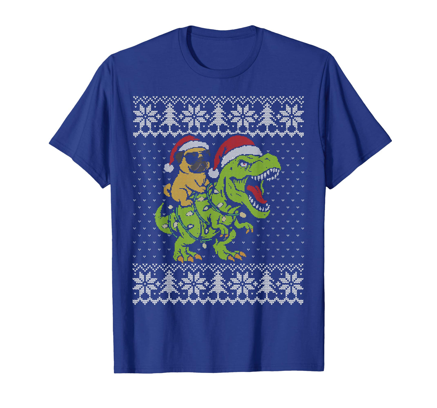 Pug Ugly Christmas Sweater, Pug Riding Dinosaur Xmas T-Shirt