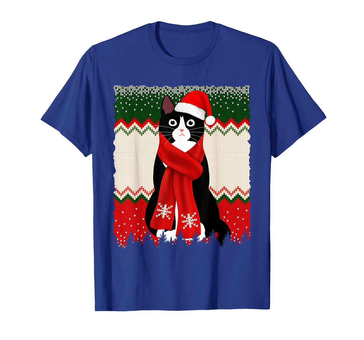 Black Cat Christmas Santa Hat Meowy Cat Men Women Kids Funny T-Shirt