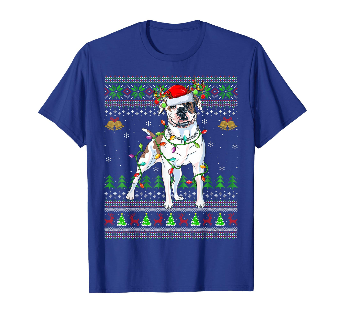 American Bulldog Ugly Christmas Sweaters Holiday Santa Xmas T-Shirt
