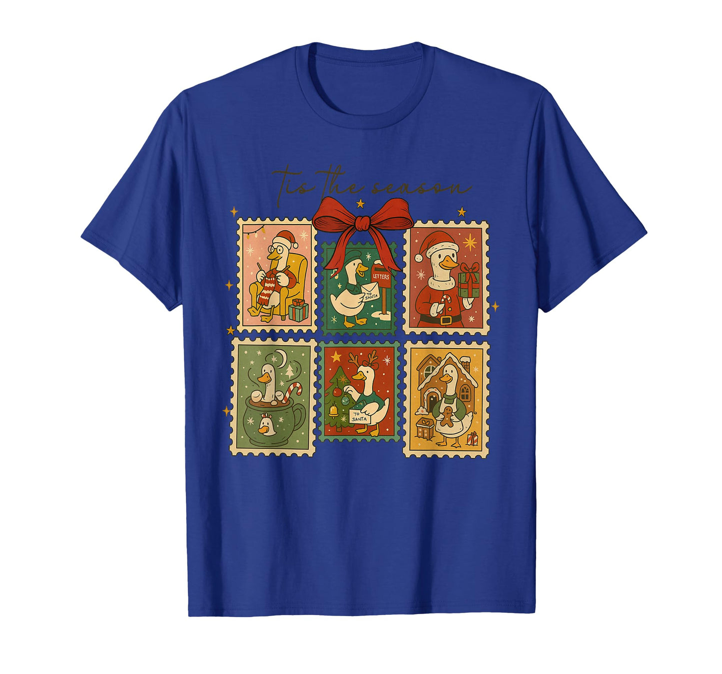 Retro Silly Goose Santa Cute Merry Christmas Tis The Season T-Shirt