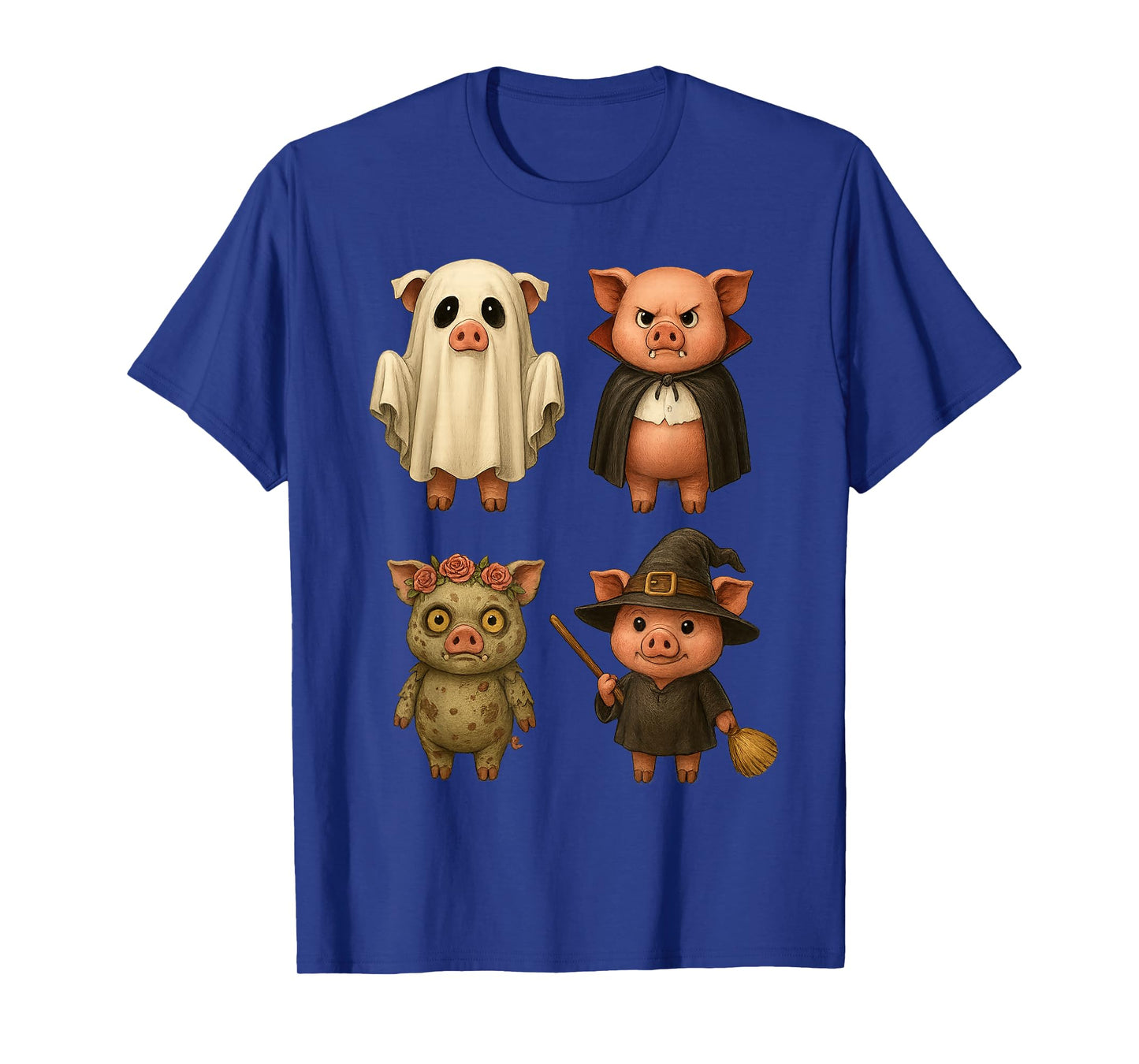 Cute Pig Ghost Vampire Witch Zombie Funny Halloween T-Shirt