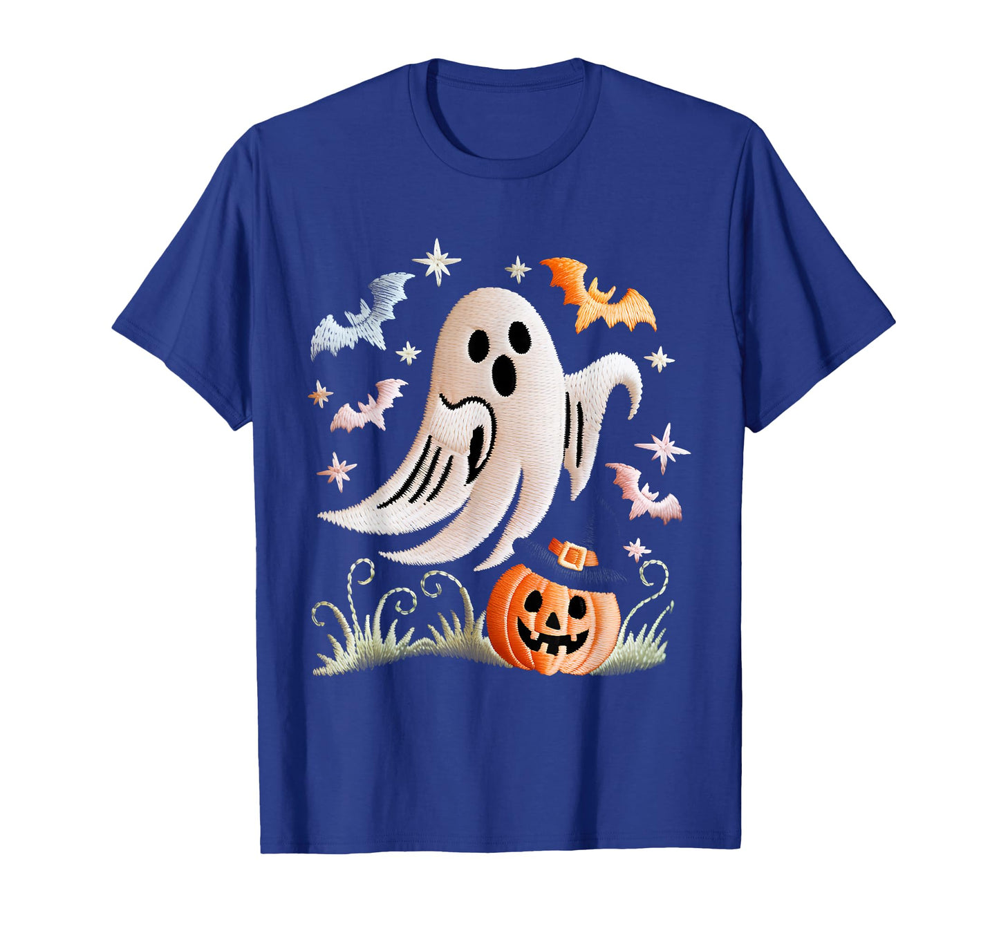Halloween Ghost and Pumpkin Witch Hat Spooky Design T-Shirt