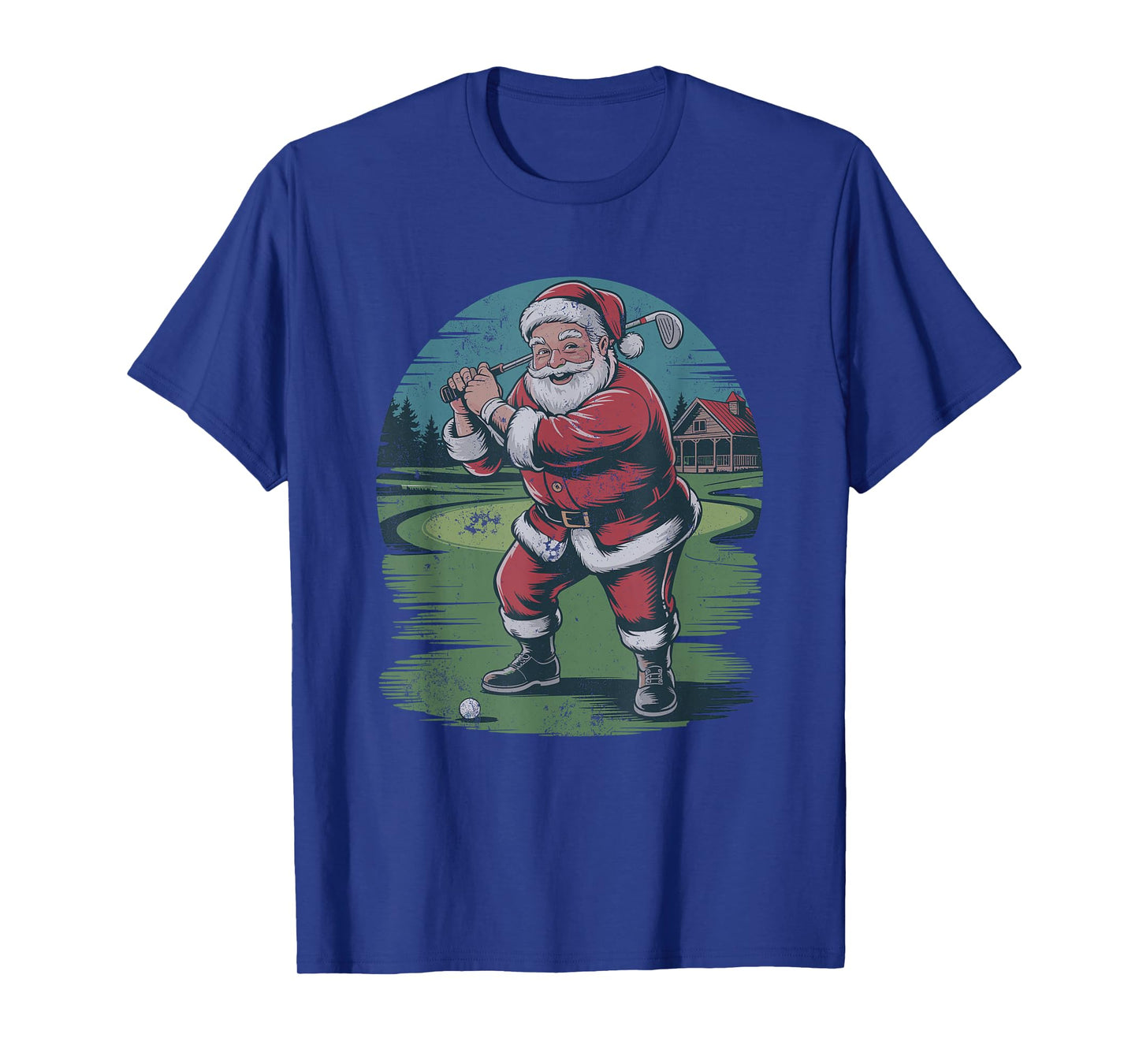 Santa Playing Golf Funny Retro Vintage 90s Christmas Holiday T-Shirt