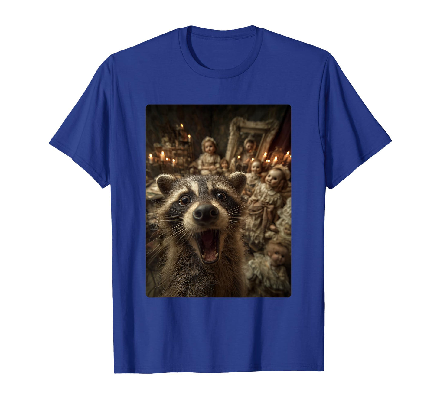 Funny Raccoon Selfie Creepy Dolls Spooky Halloween Animal T-Shirt