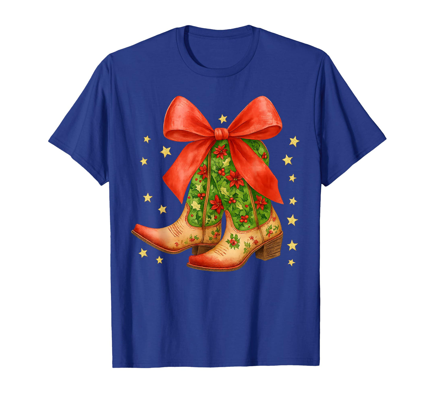 Cowgirl Boots Christmas Coquette Bow Western Country Girls T-Shirt