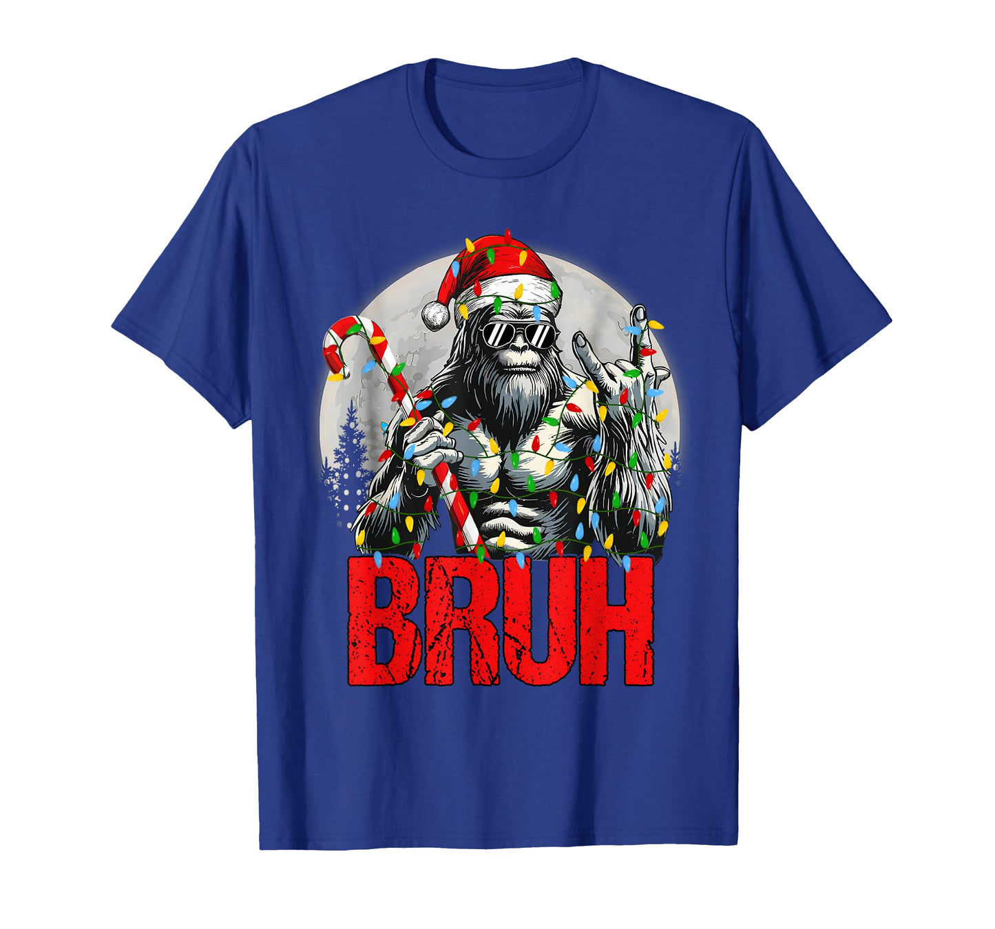 Bruh Santa Bigfoot Christmas Funny Sasquatch Xmas Mens Boys T-Shirt