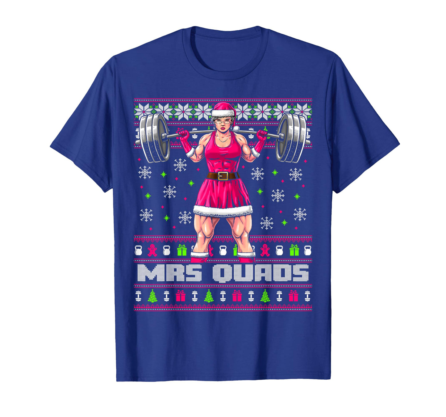Mrs. Quads Funny Gym Ugly Christmas Sweater Women Cute Pink T-Shirt