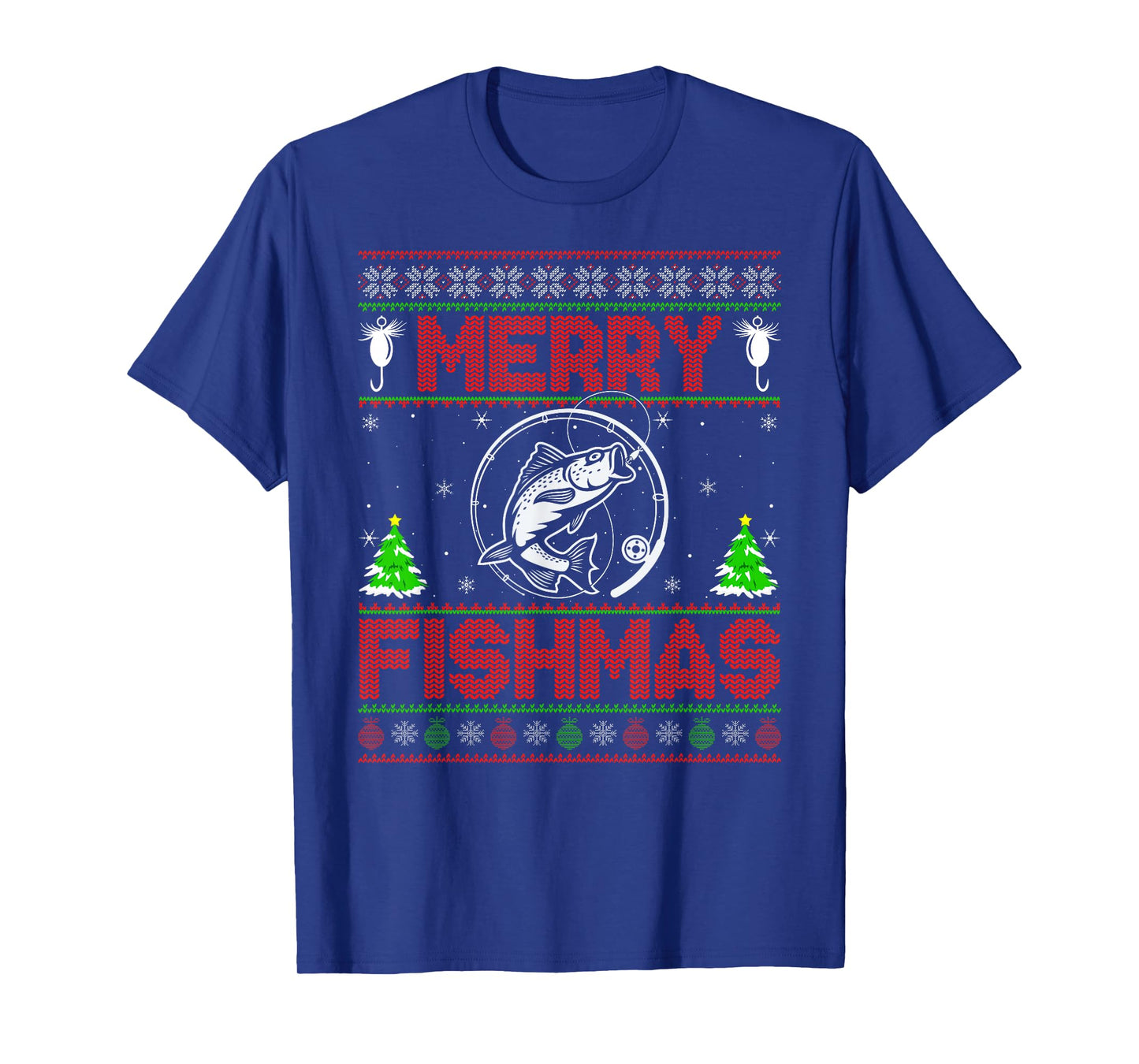 Merry Fishmas Bass Fish Fishing Ugly Christmas Sweater Xmas T-Shirt