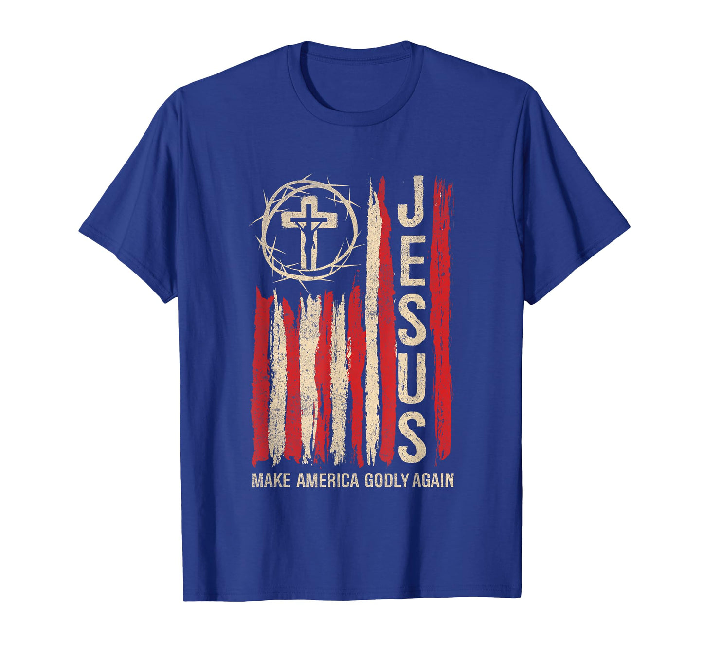 Jesus Make America Godly Again Patriotic Christian USA Flag T-Shirt