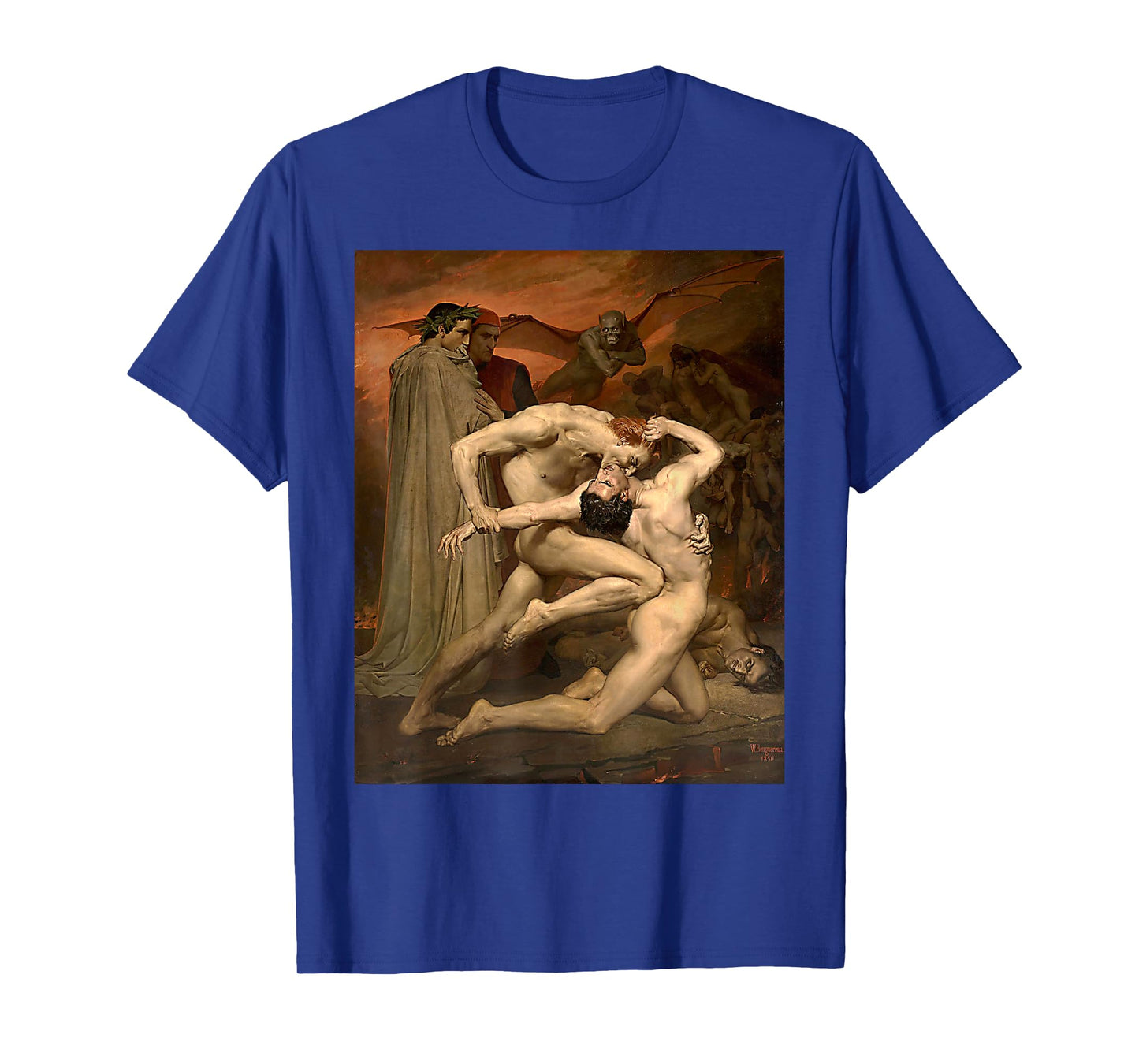Urban Empyre Dante and Virgil in Hell Painting by William Bouguereau 1850 T-Shirt, Small, Black