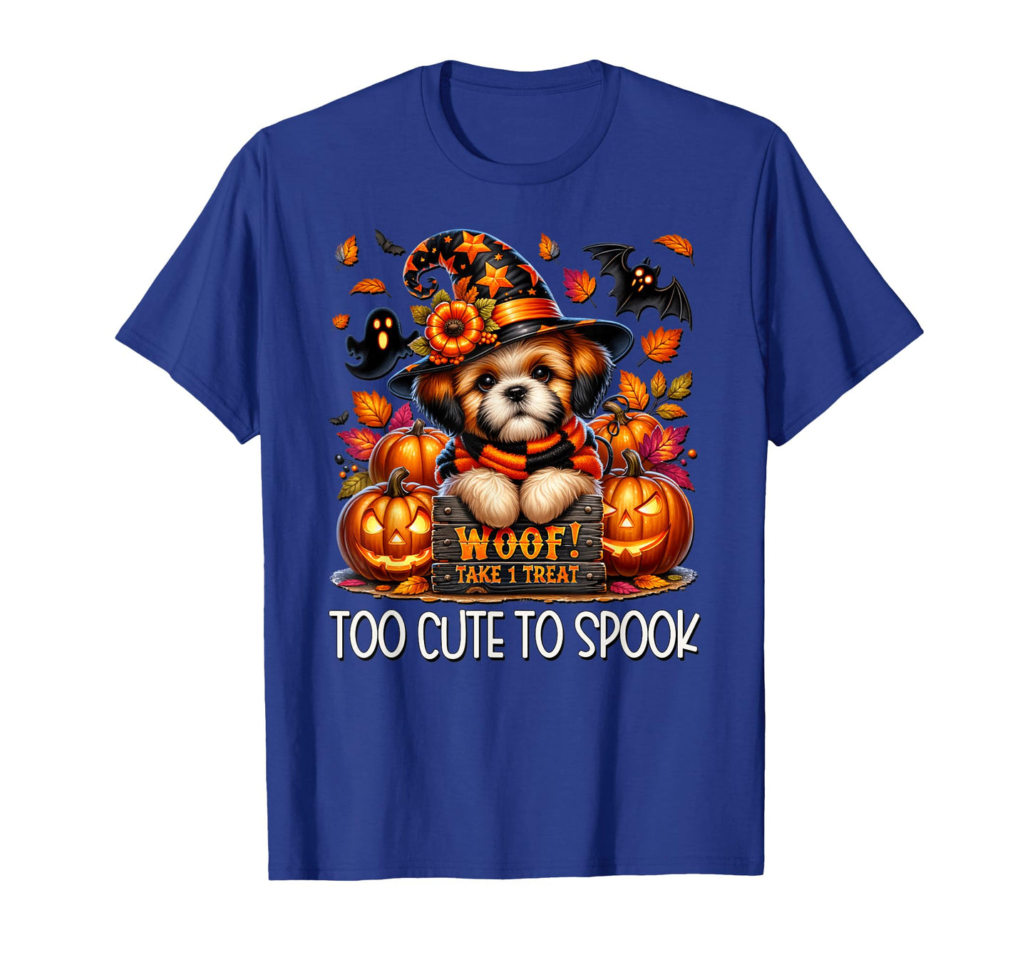 Fall and Halloween Shih Tzu Puppy is Too Cute to Spook T-Shirt