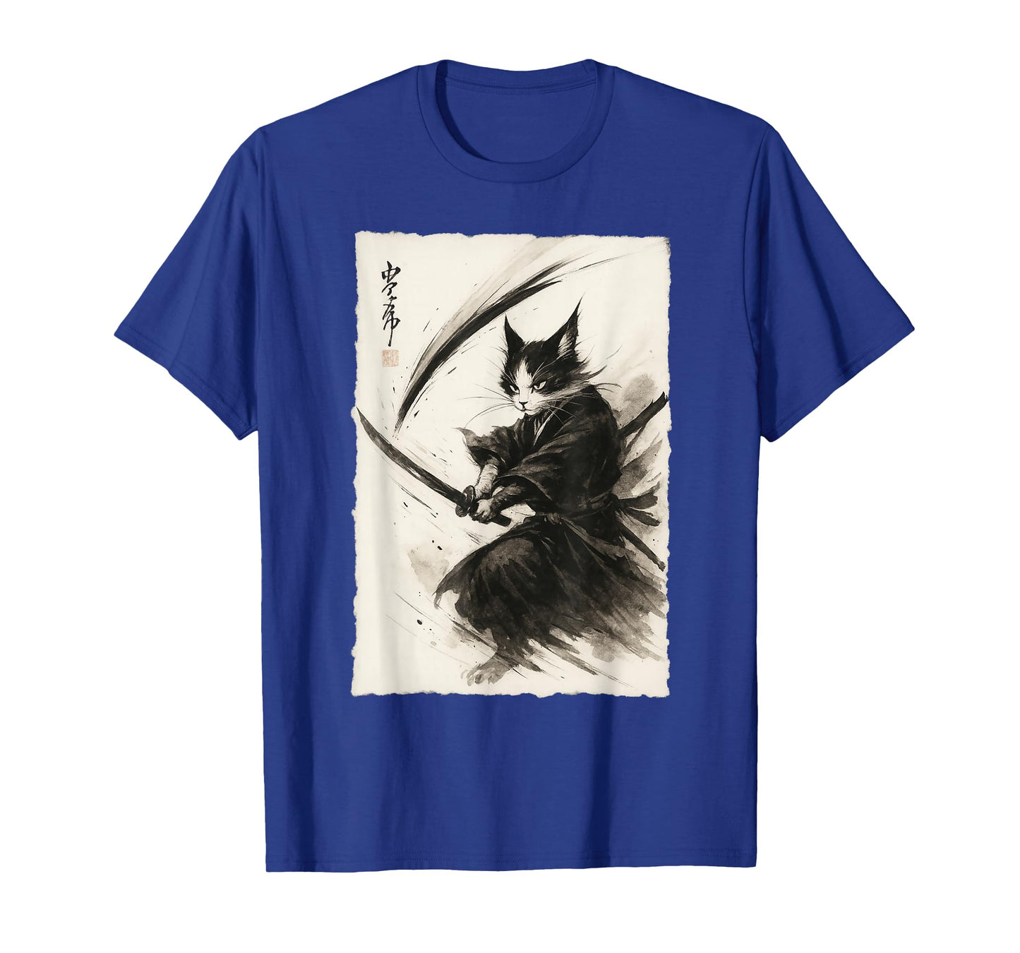 Samurai Cat Japanese Vintage Ukiyo-e Warrior Graphic Tee Cat T-Shirt