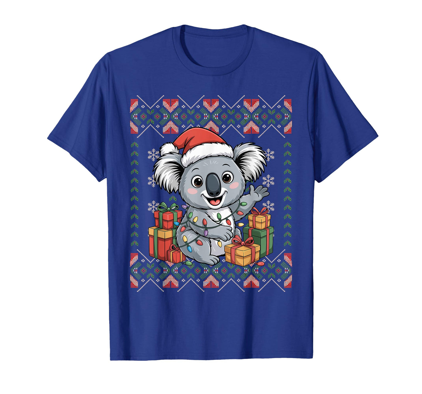 Santa Koala Christmas Ugly Sweater Funny Holiday Pajamas T-Shirt