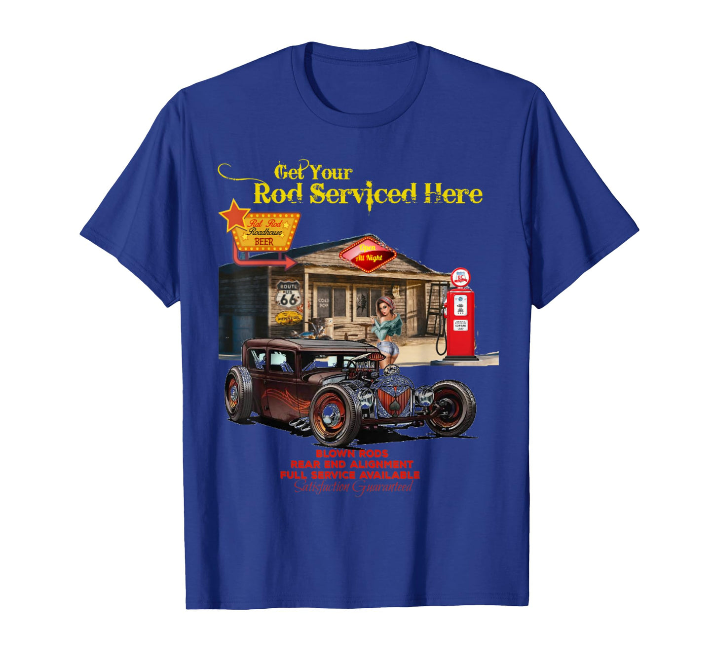 Vintage Rat Rod T Shirt Pinup Girl Mens Tee T-Shirt