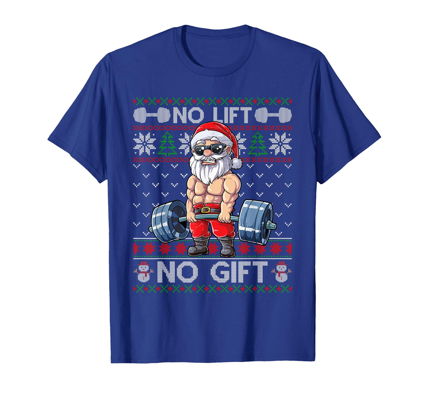 Funny Muscle Santa Lifting Christmas Ugly Christmas Sweater T-Shirt