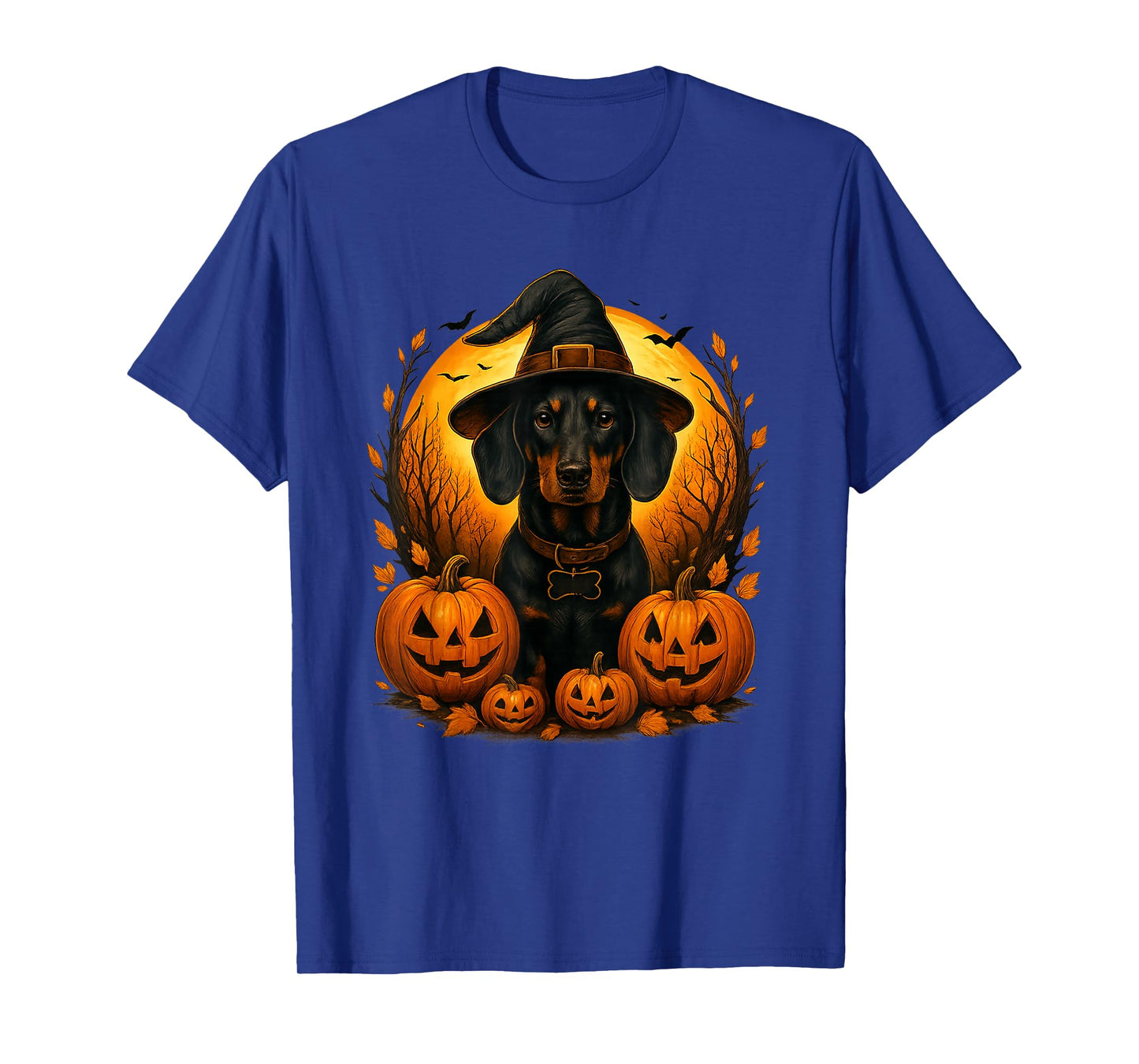 Cute Halloween Dachshund Witch Pumpkin Moon Dog Lover T-Shirt