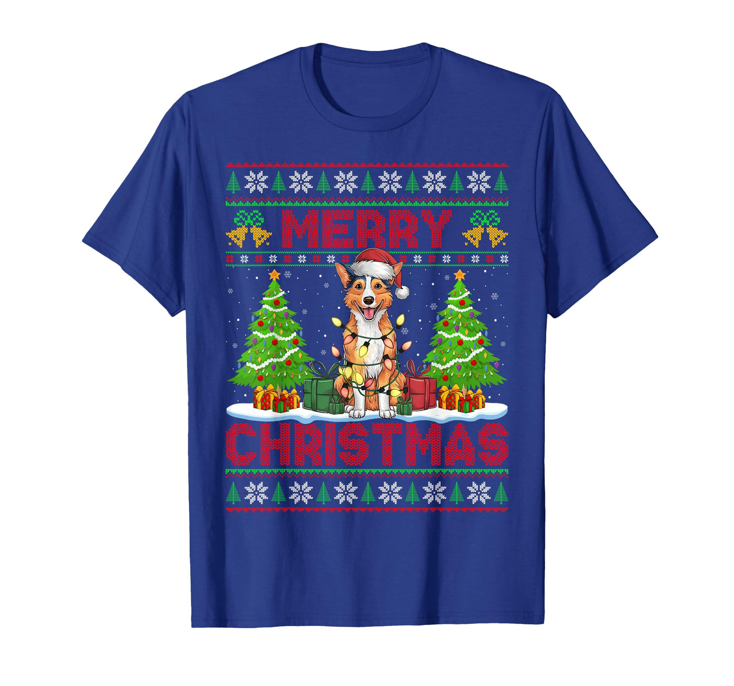 Australian Kelpie Ugly Christmas Sweater Pet Dog Lights Xmas T-Shirt