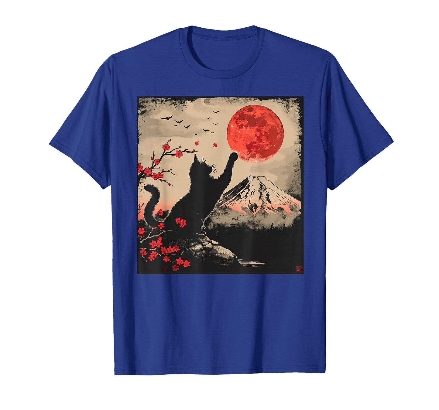 Vintage Japan Art Japanese Theme Retro Print Black Cat T-Shirt