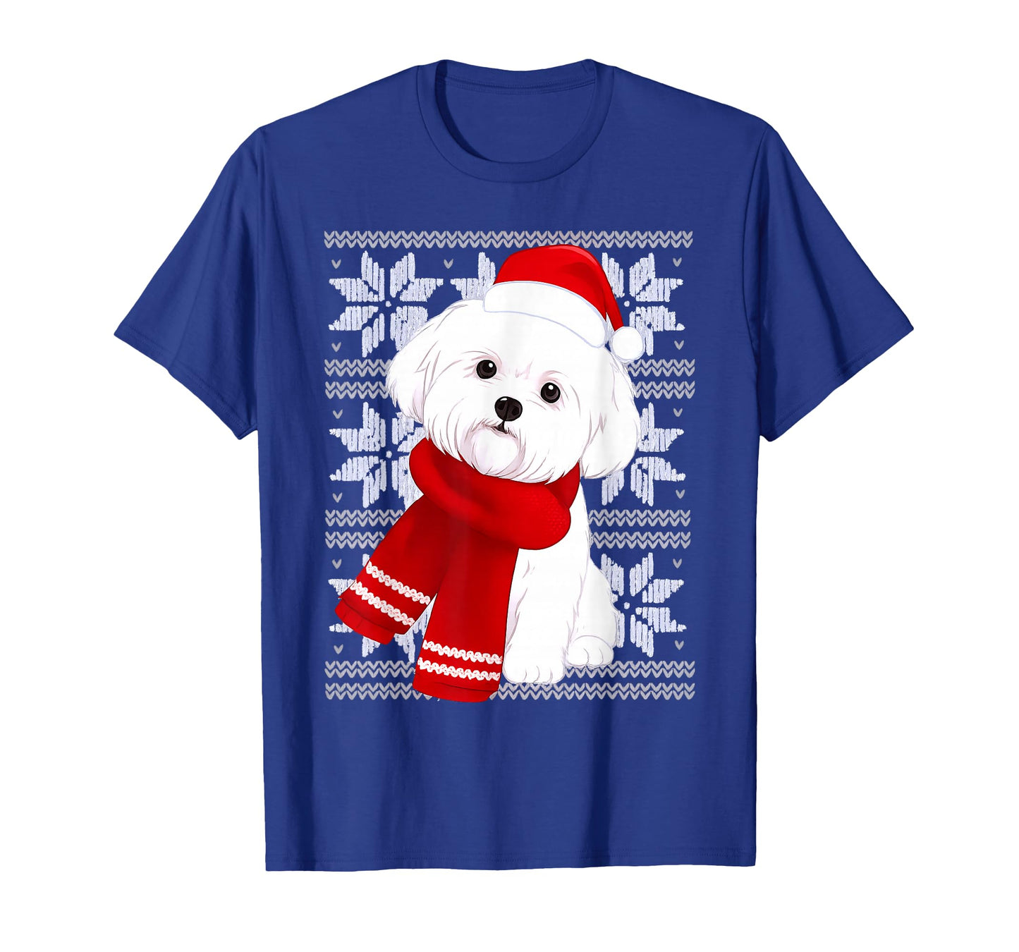 Maltese Dog Ugly Christmas Holiday Dog Lover T-Shirt