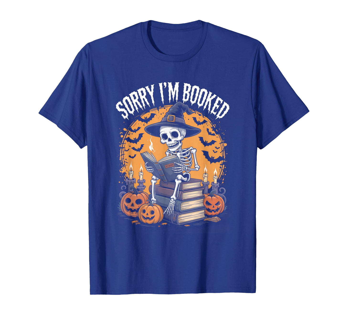 Sorry I’m Booked Librarian Halloween Skeleton Reader Art T-Shirt