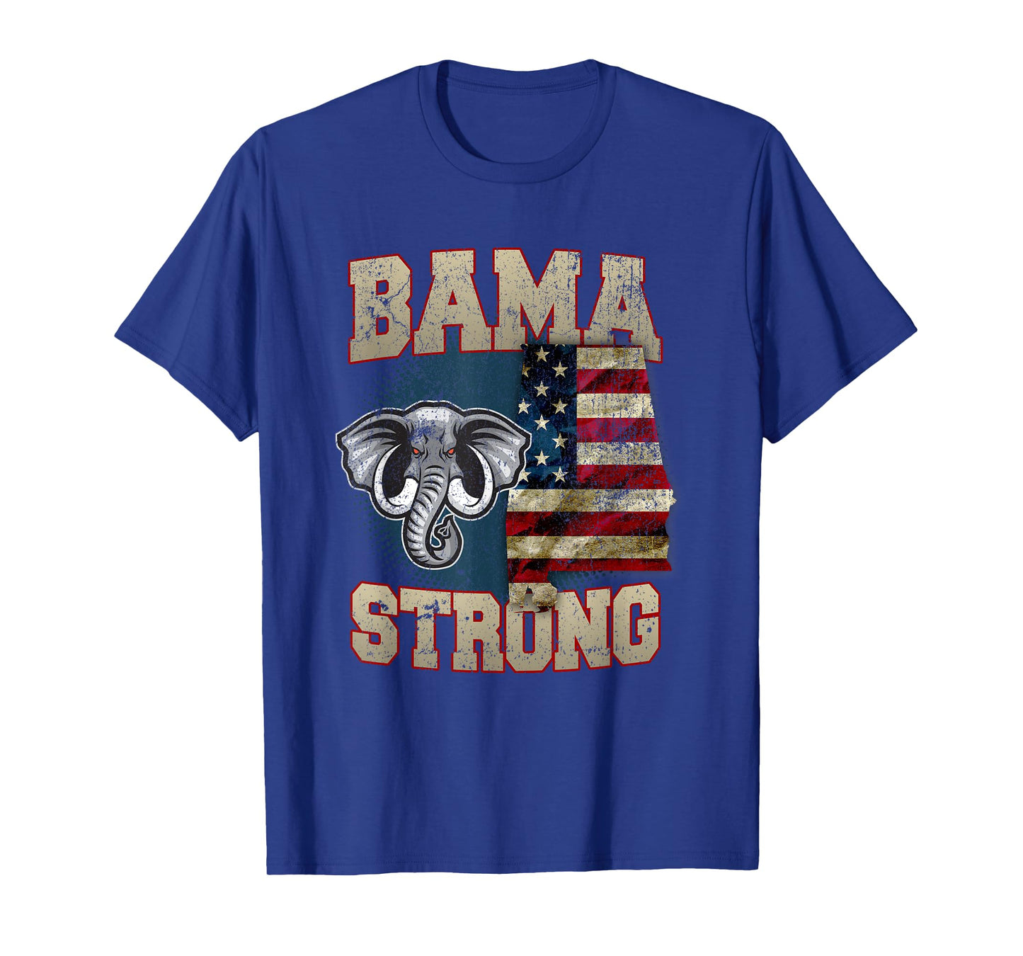 Bama Strong Alabama State With USA Flag Overlay T-Shirt
