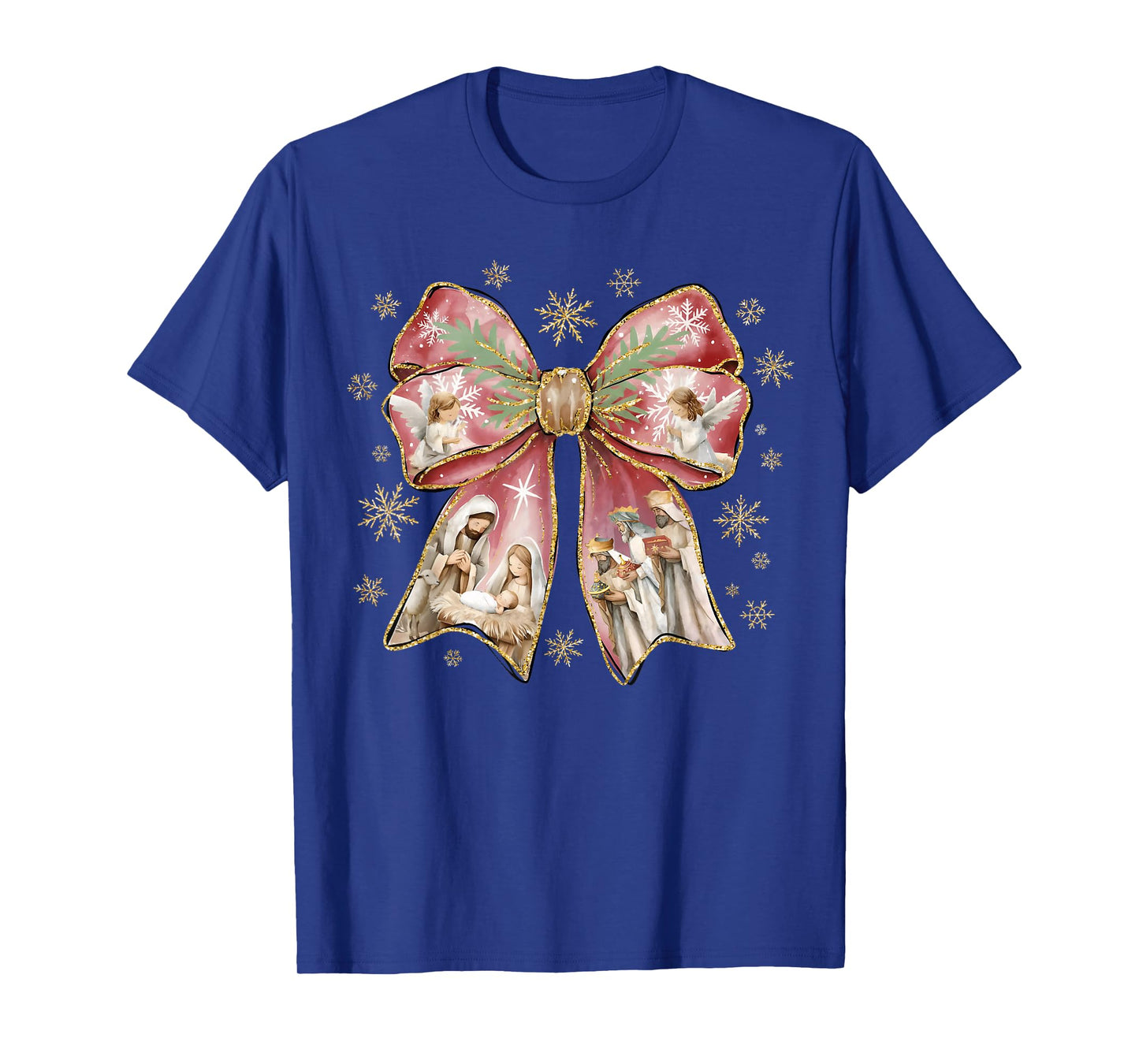 Coquette Bow Jesus Christian Merry Christmas Pajamas Holiday T-Shirt