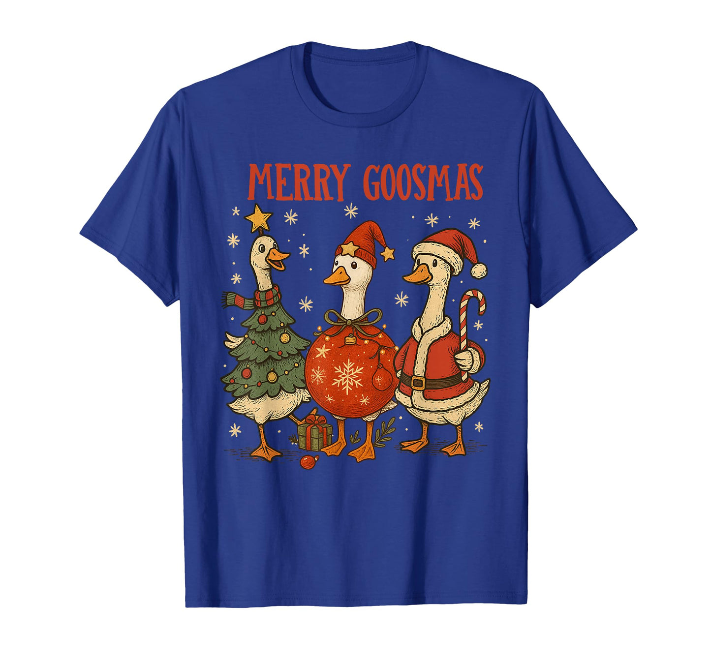 Vintage Christmas Silly Goose Santa Reindeer Men Women Kids T-Shirt