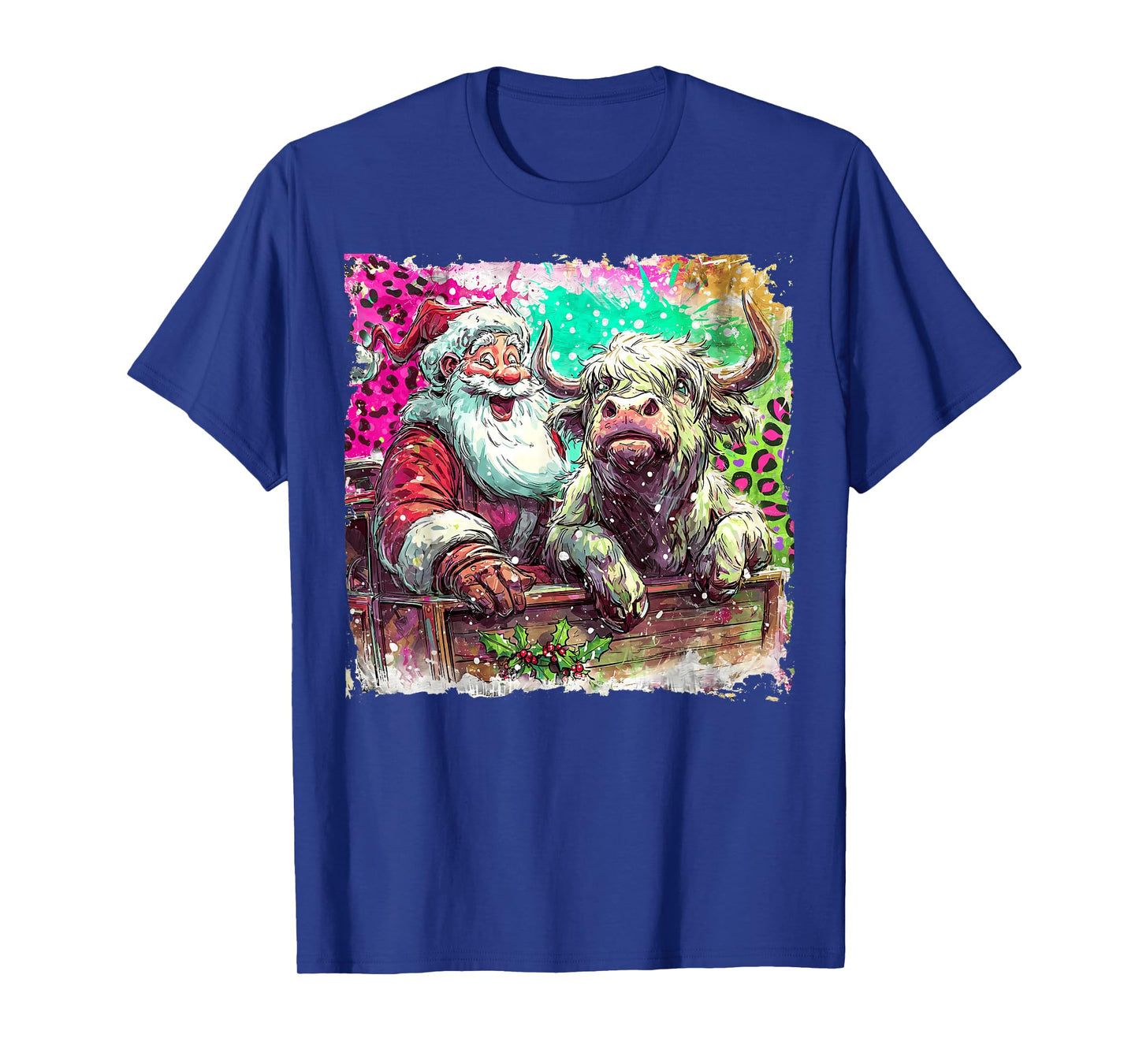 Mooey Christmas Santa Highland Cow Santa Xmas Santa Claus T-Shirt