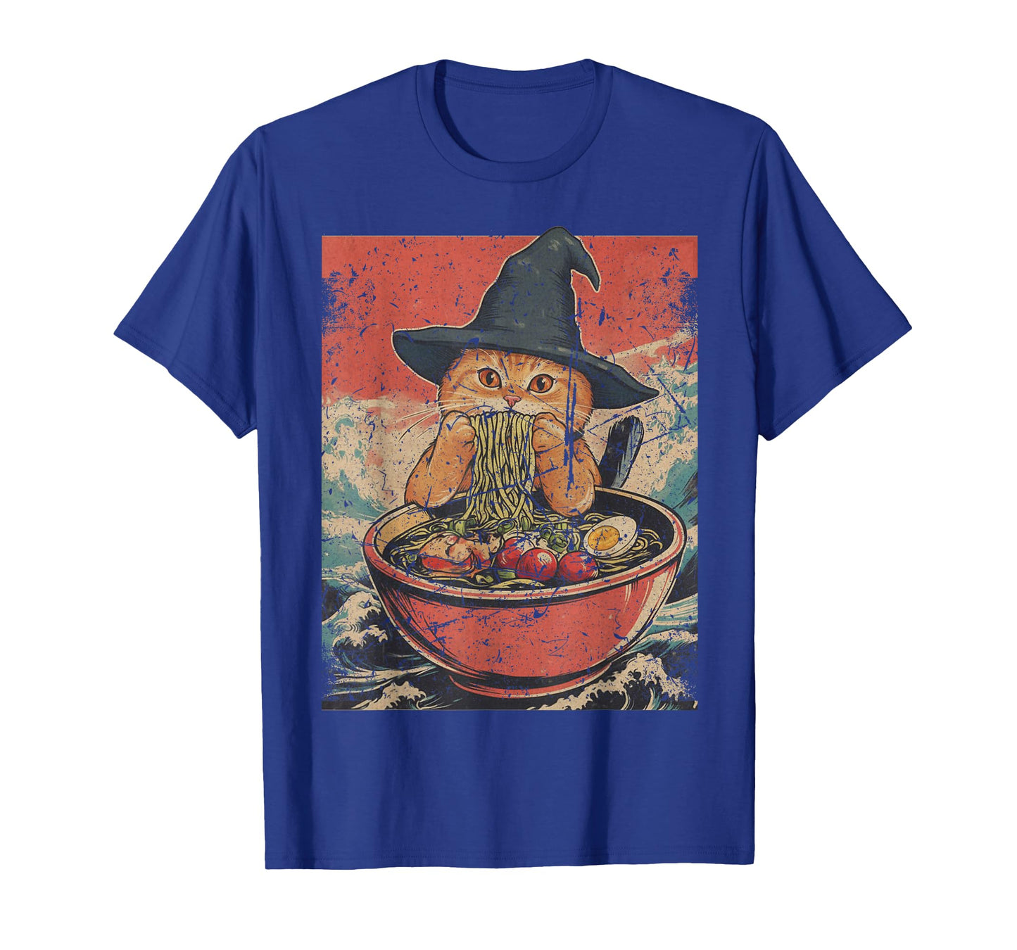 Wizard Cat Weird Ramen Japanese Witch Hat Vintage T-Shirt