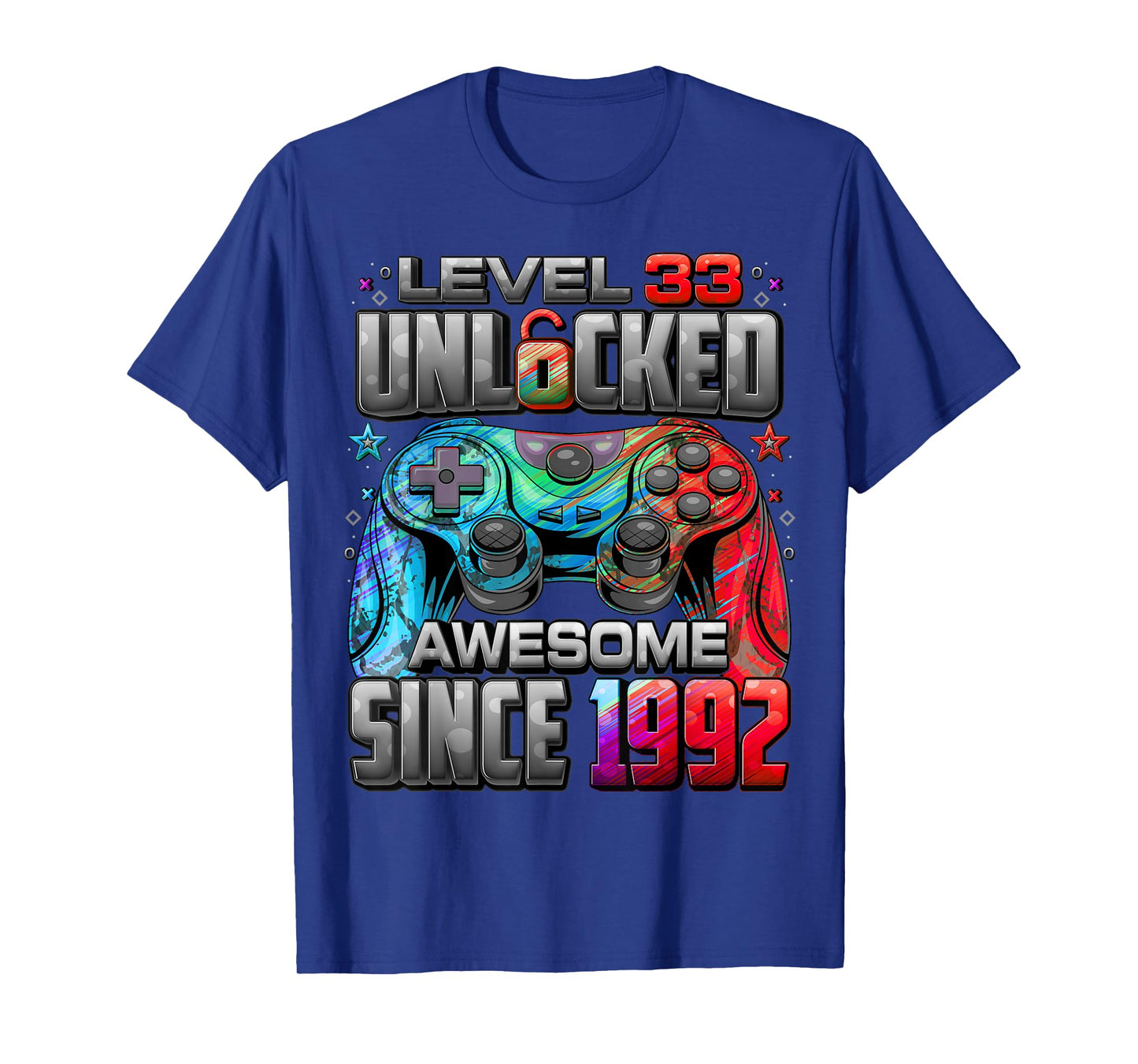 Level 33 Unlocked Awesome Since 1992 33rd Birthday Gaming T-Shirt