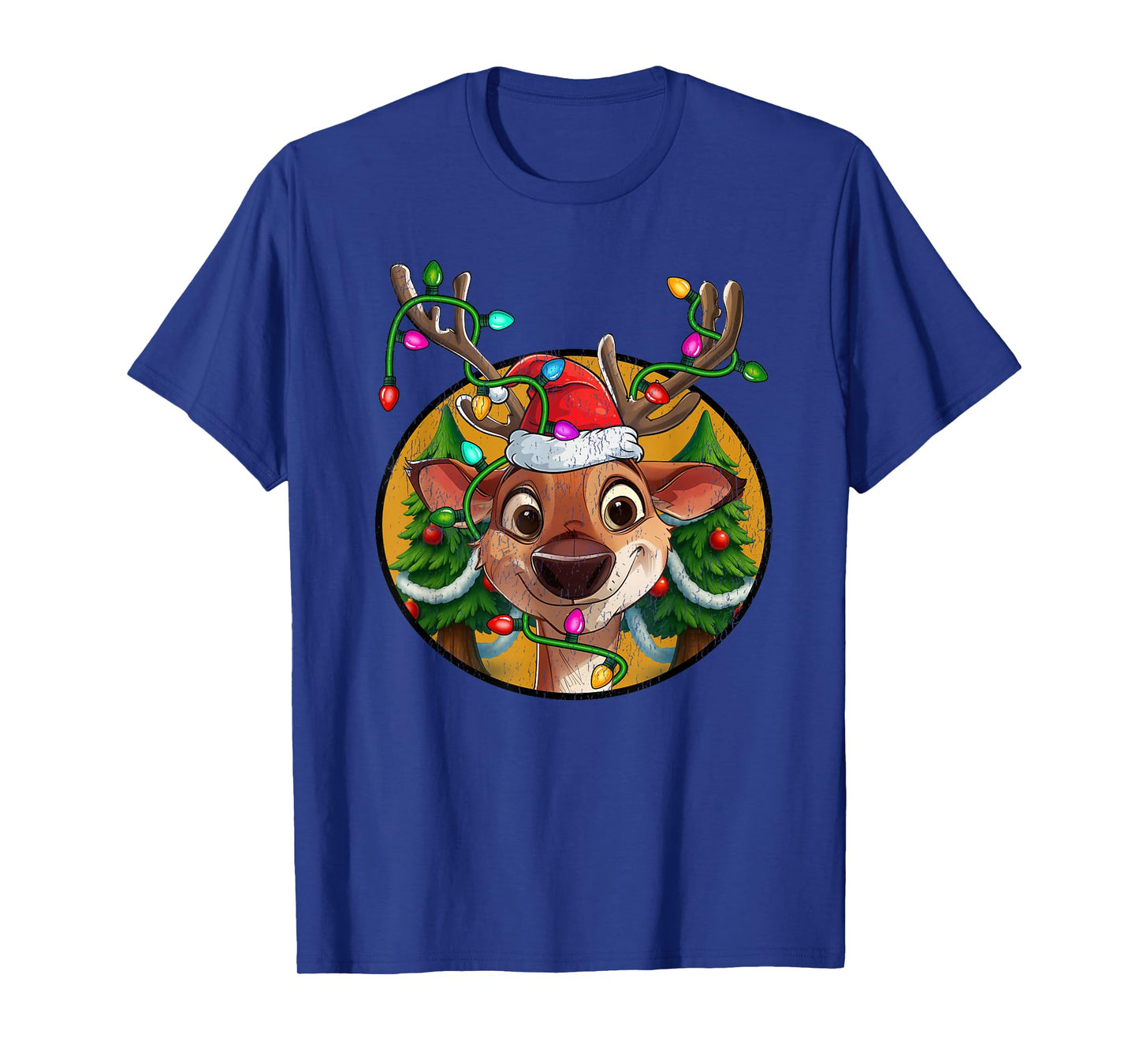 Merry Christmas Lights Reindeer Xmas Family Men Women Kids T-Shirt