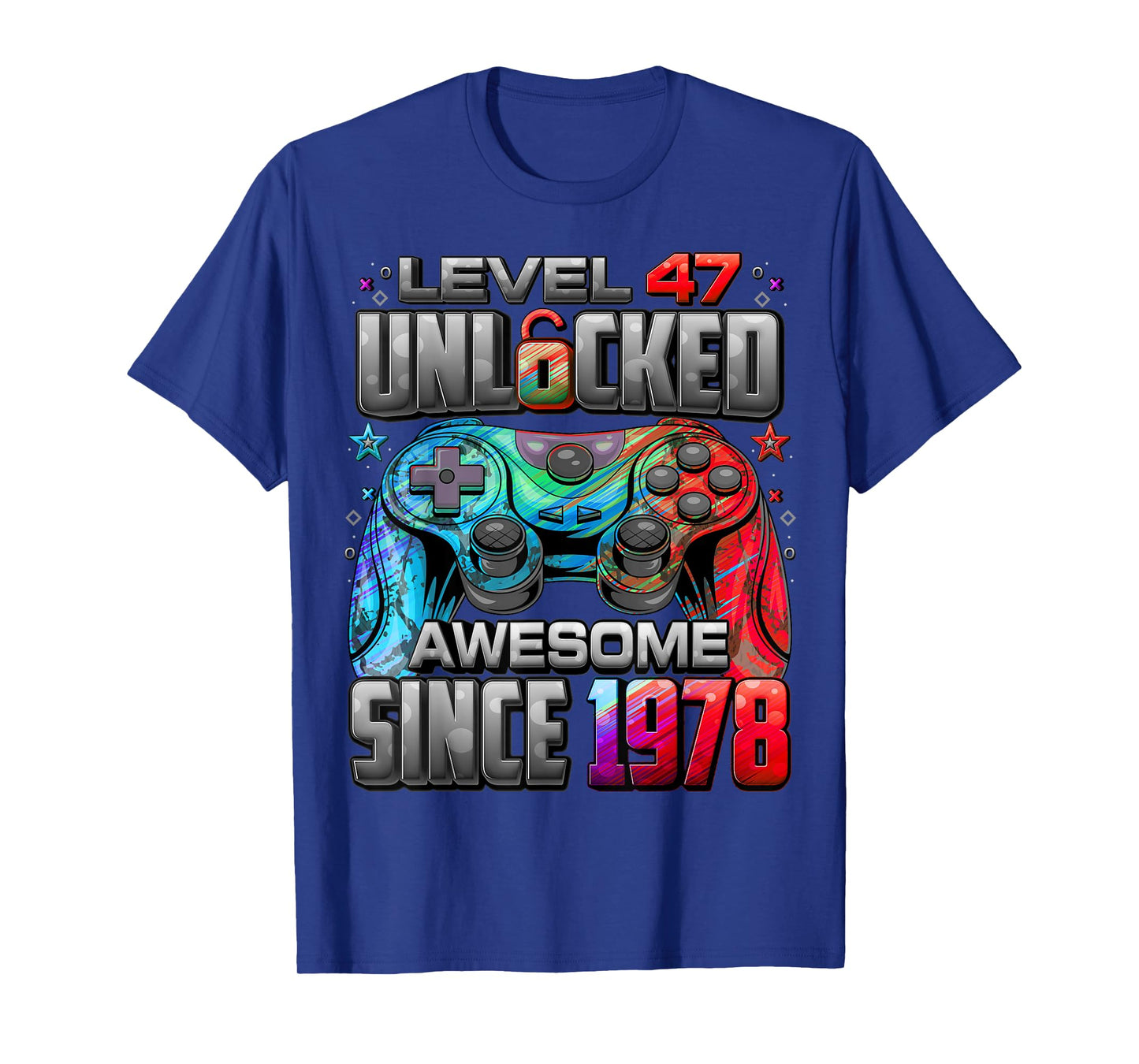 Level 47 Unlocked Awesome Since 1978 47th Birthday Gaming T-Shirt