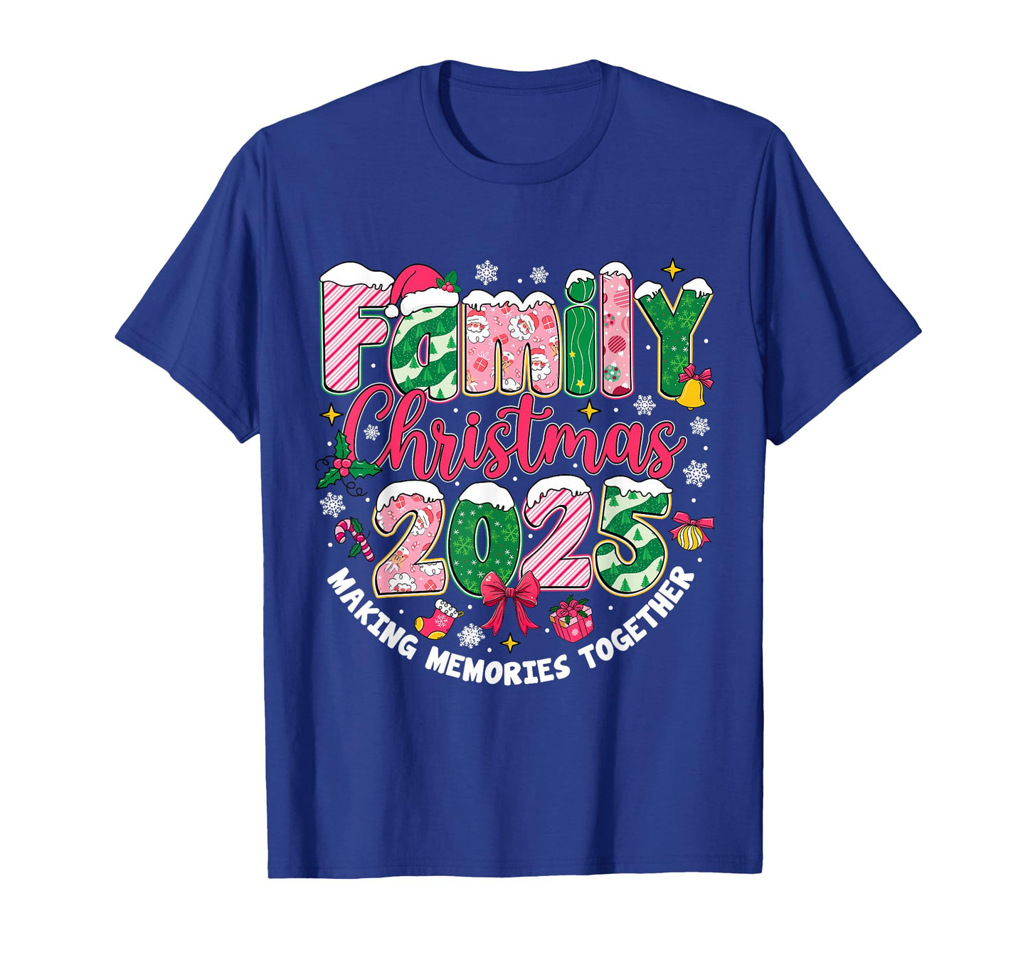 Family Christmas 2025 Matching Pink Xmas Outfit Squad Santa T-Shirt